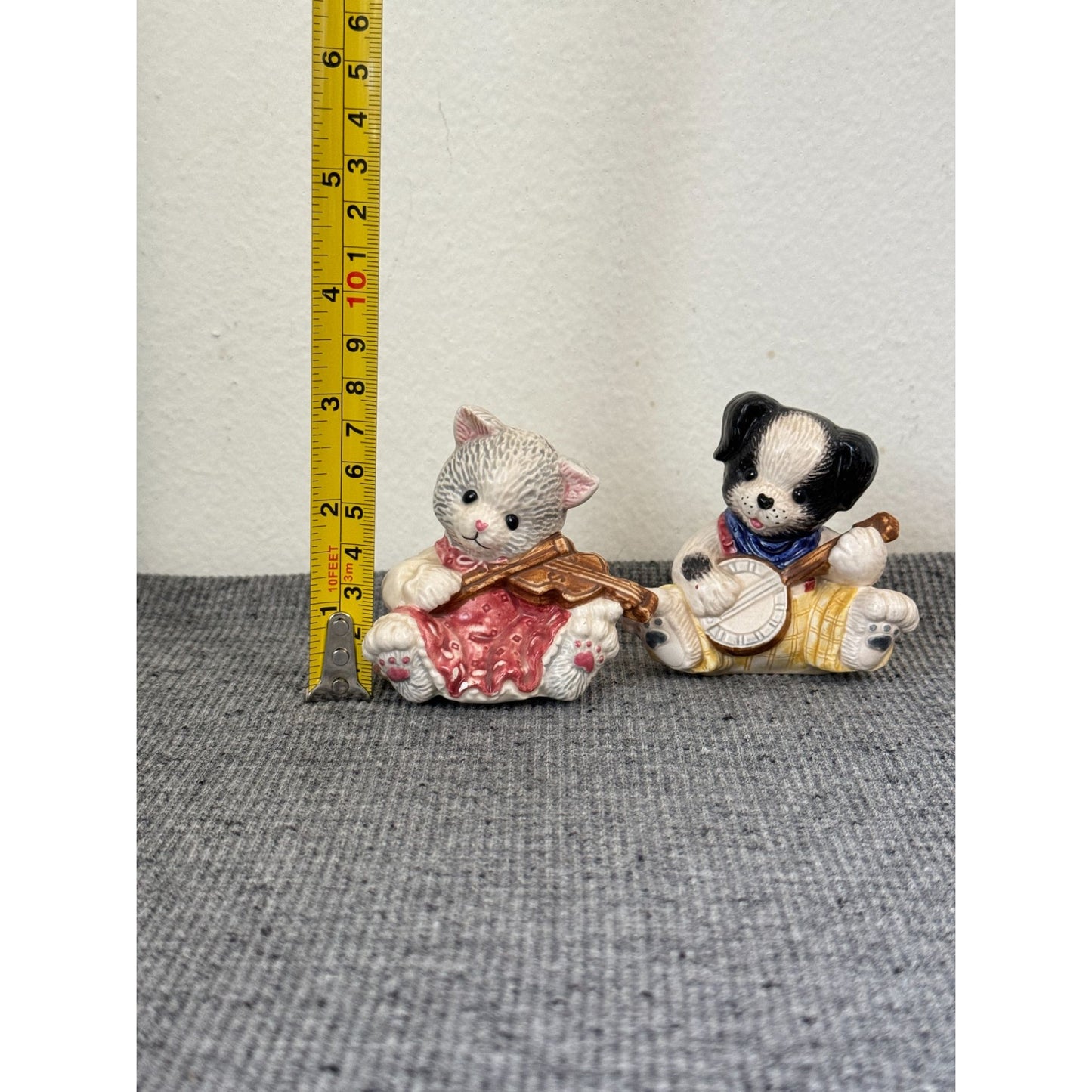 Vintage Enesco Adorable Woof and Meow Musician Salt and Pepper Shakers