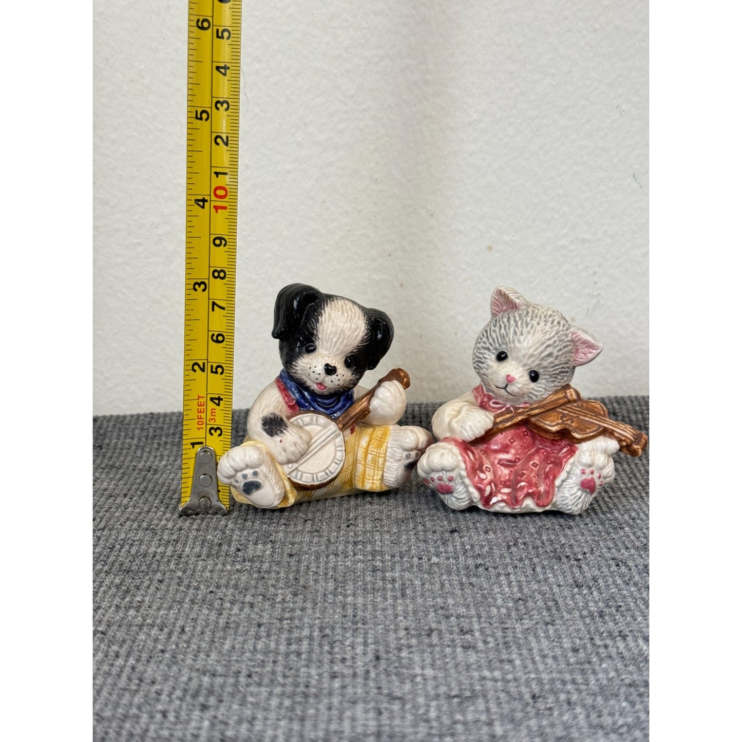 Vintage Enesco Adorable Woof and Meow Musician Salt and Pepper Shakers