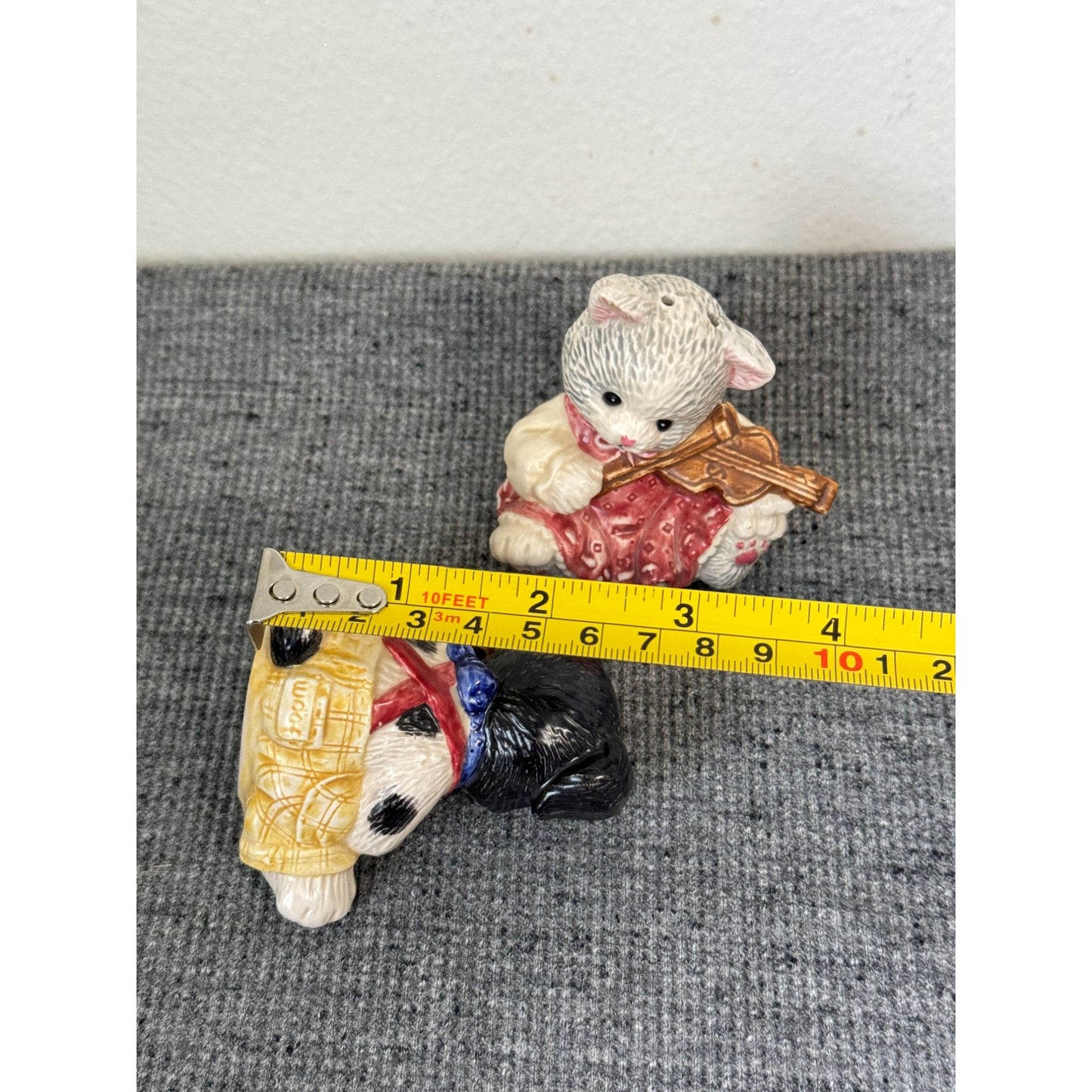 Vintage Enesco Adorable Woof and Meow Musician Salt and Pepper Shakers