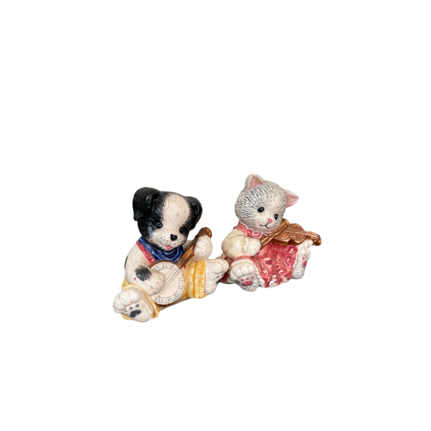 Vintage Enesco Adorable Woof and Meow Musician Salt and Pepper Shakers