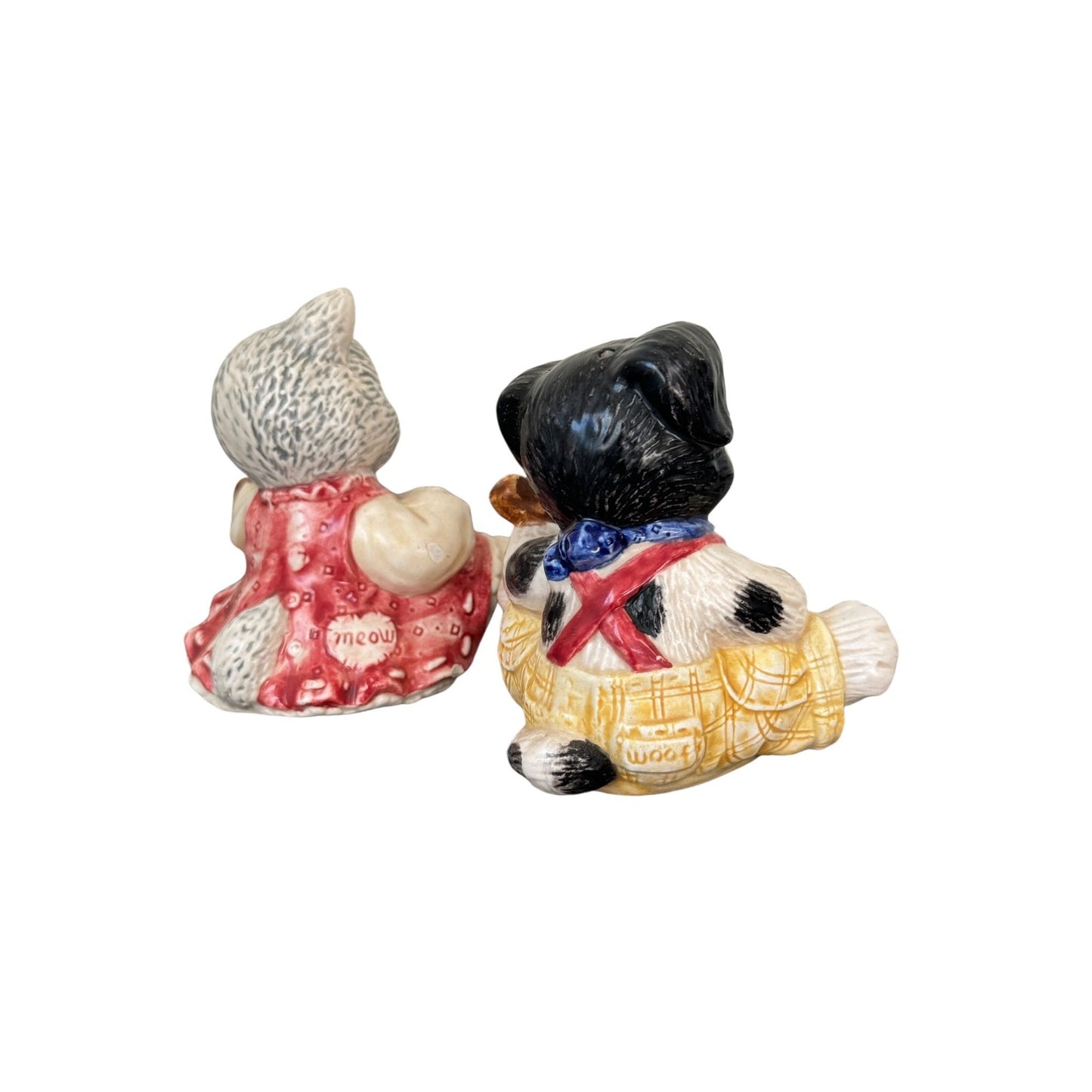 Vintage Enesco Adorable Woof and Meow Musician Salt and Pepper Shakers