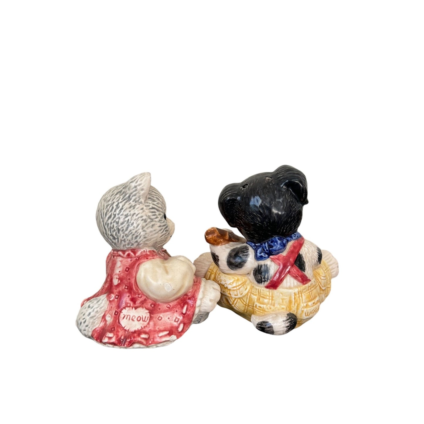 Vintage Enesco Adorable Woof and Meow Musician Salt and Pepper Shakers