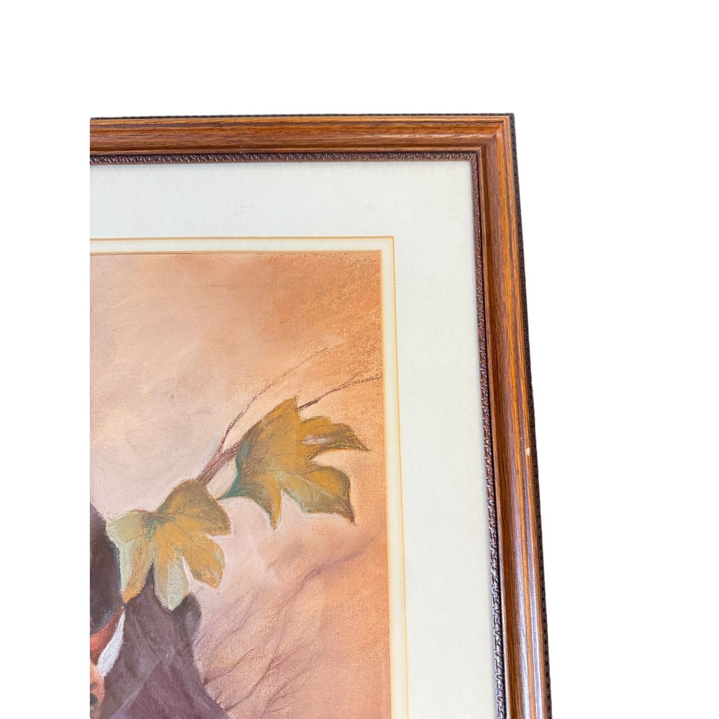 Vintage Unique Framed Fox Family Original Painting Artwork 22"x 25"