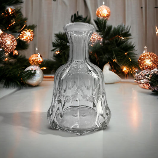 Vintage Clear Crystal Decanter Carafe, Heavy Textured Glass Design 8"