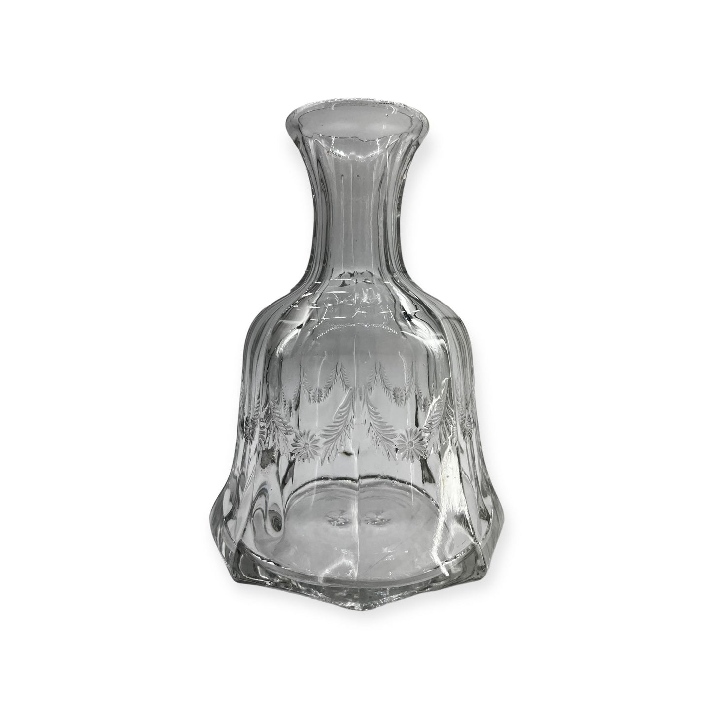 Vintage Clear Crystal Decanter Carafe, Heavy Textured Glass Design 8"