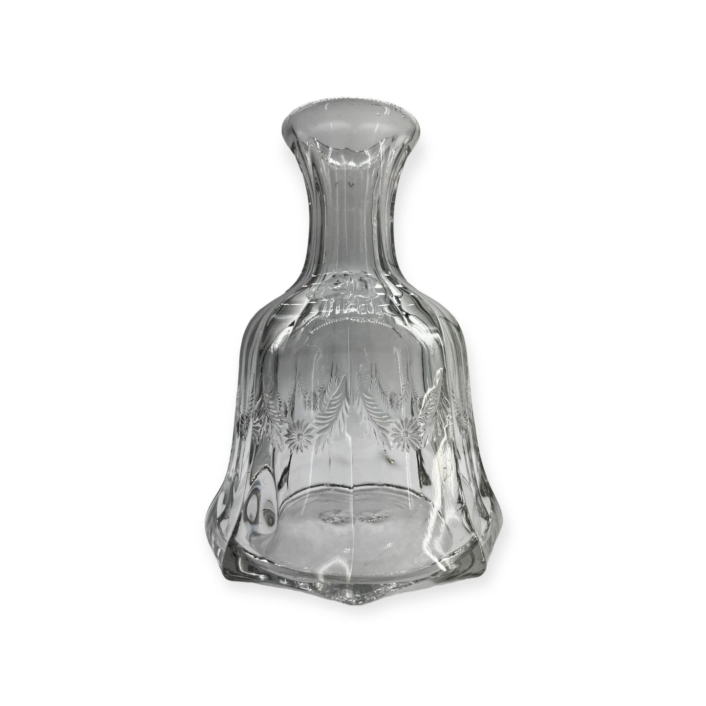 Vintage Clear Crystal Decanter Carafe, Heavy Textured Glass Design 8"