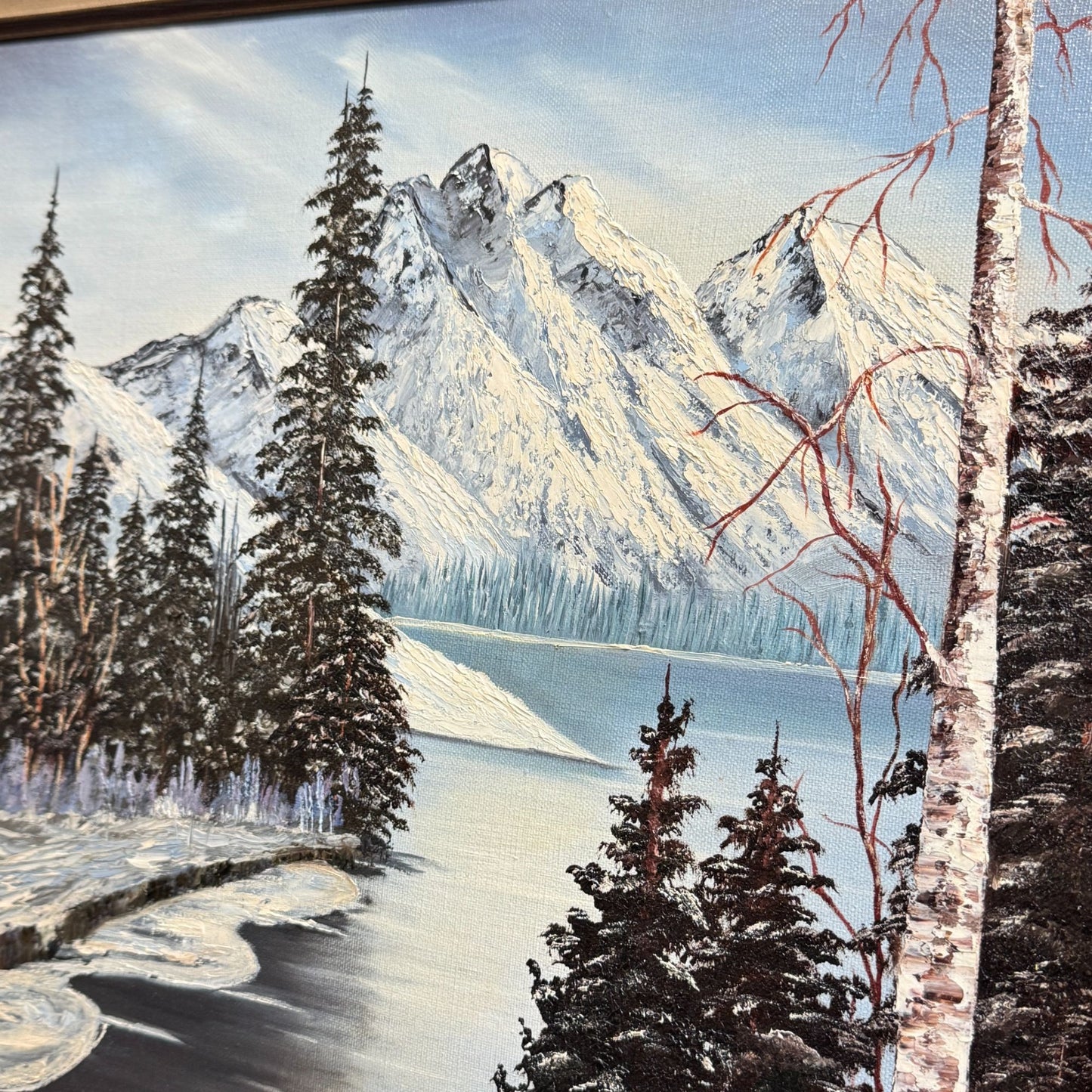 Vintage 1982 "Winter Mountain" Original Oil Painting by Hazel Steven 27" x 23"