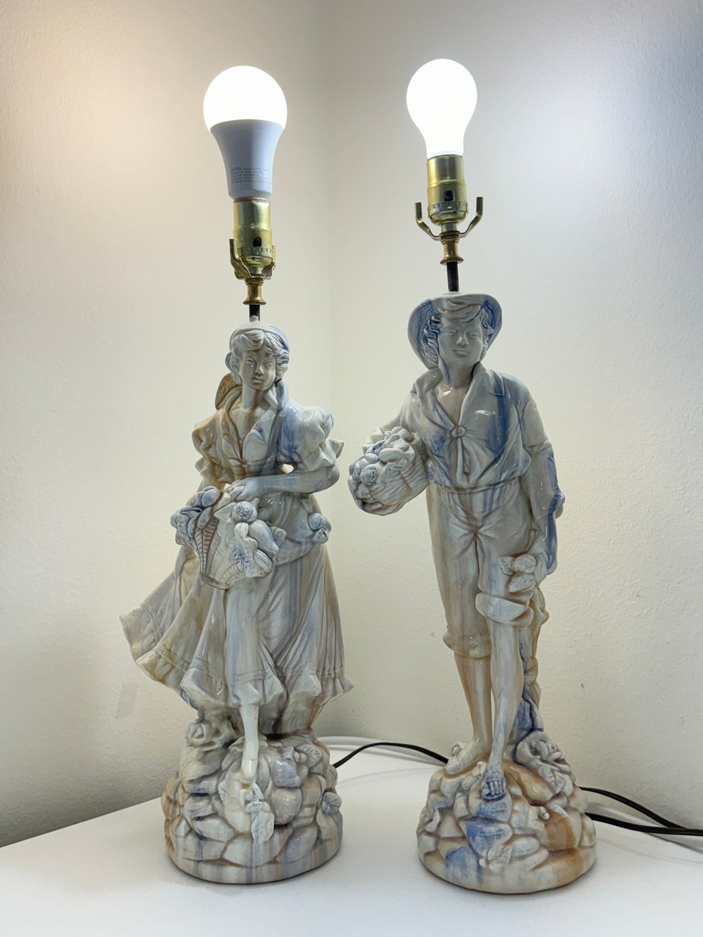 Pair of Large Mid-20th Century Ceramic Figural Table Lamps