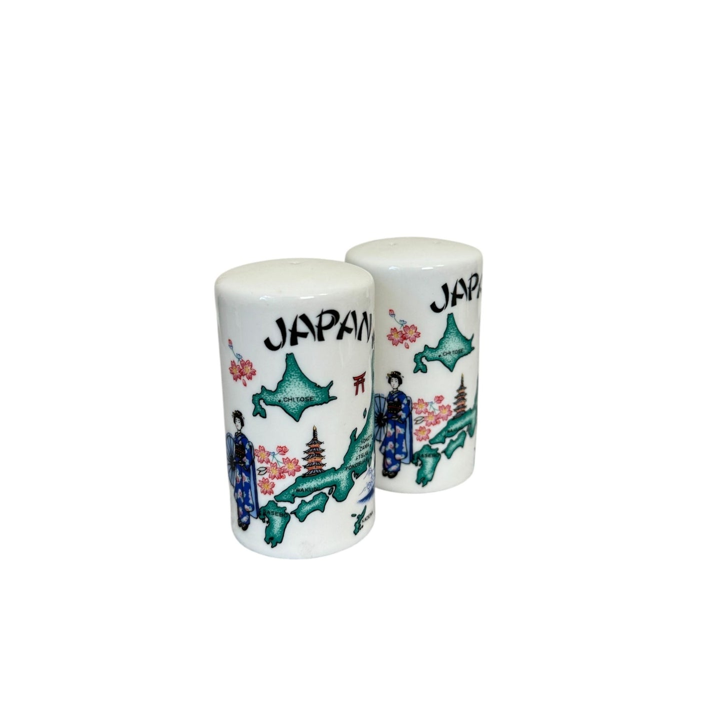 Vintage Salt and Pepper Shakers Travel Map Landmarks of Japan