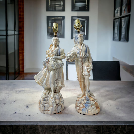 Pair of Large Mid-20th Century Ceramic Figural Table Lamps