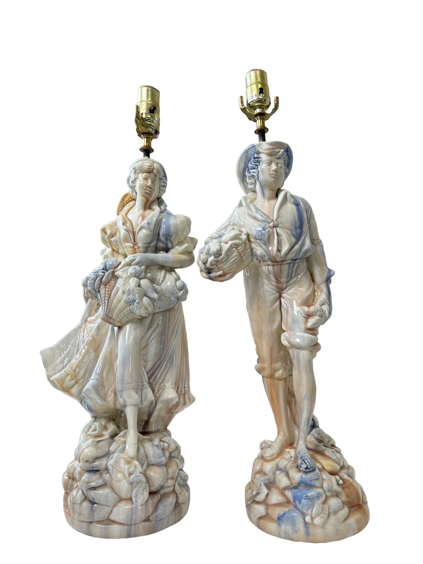 Pair of Large Mid-20th Century Ceramic Figural Table Lamps