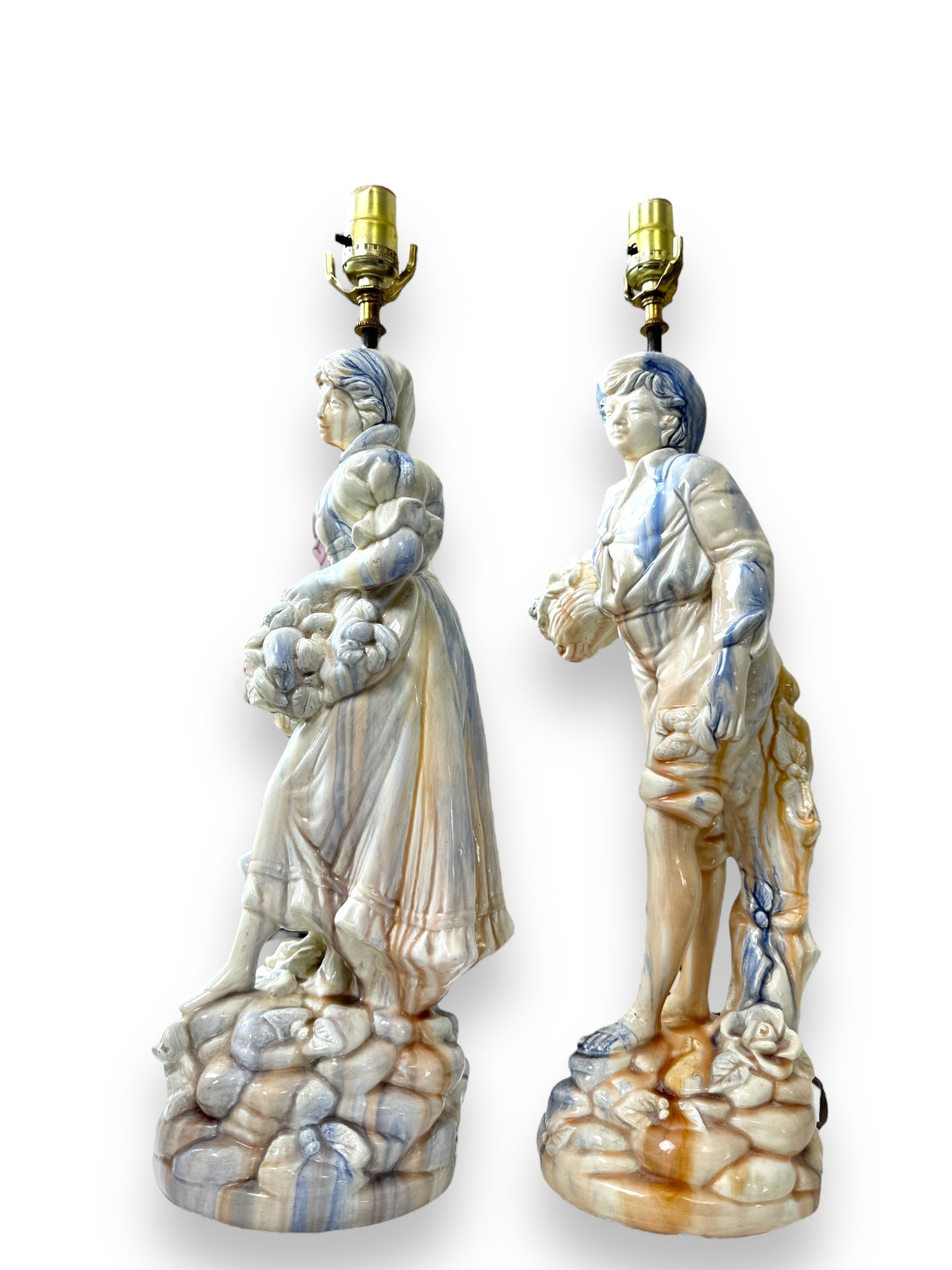 Pair of Large Mid-20th Century Ceramic Figural Table Lamps