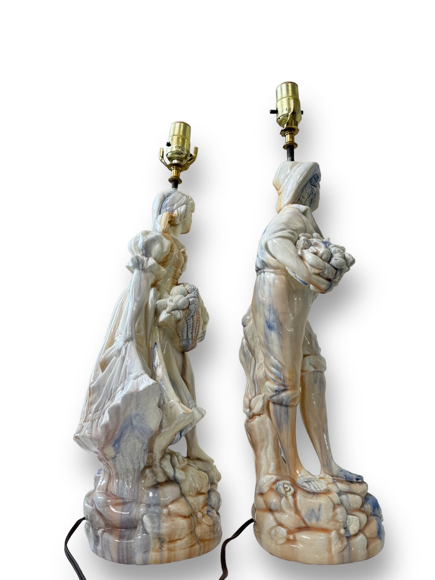 Pair of Large Mid-20th Century Ceramic Figural Table Lamps