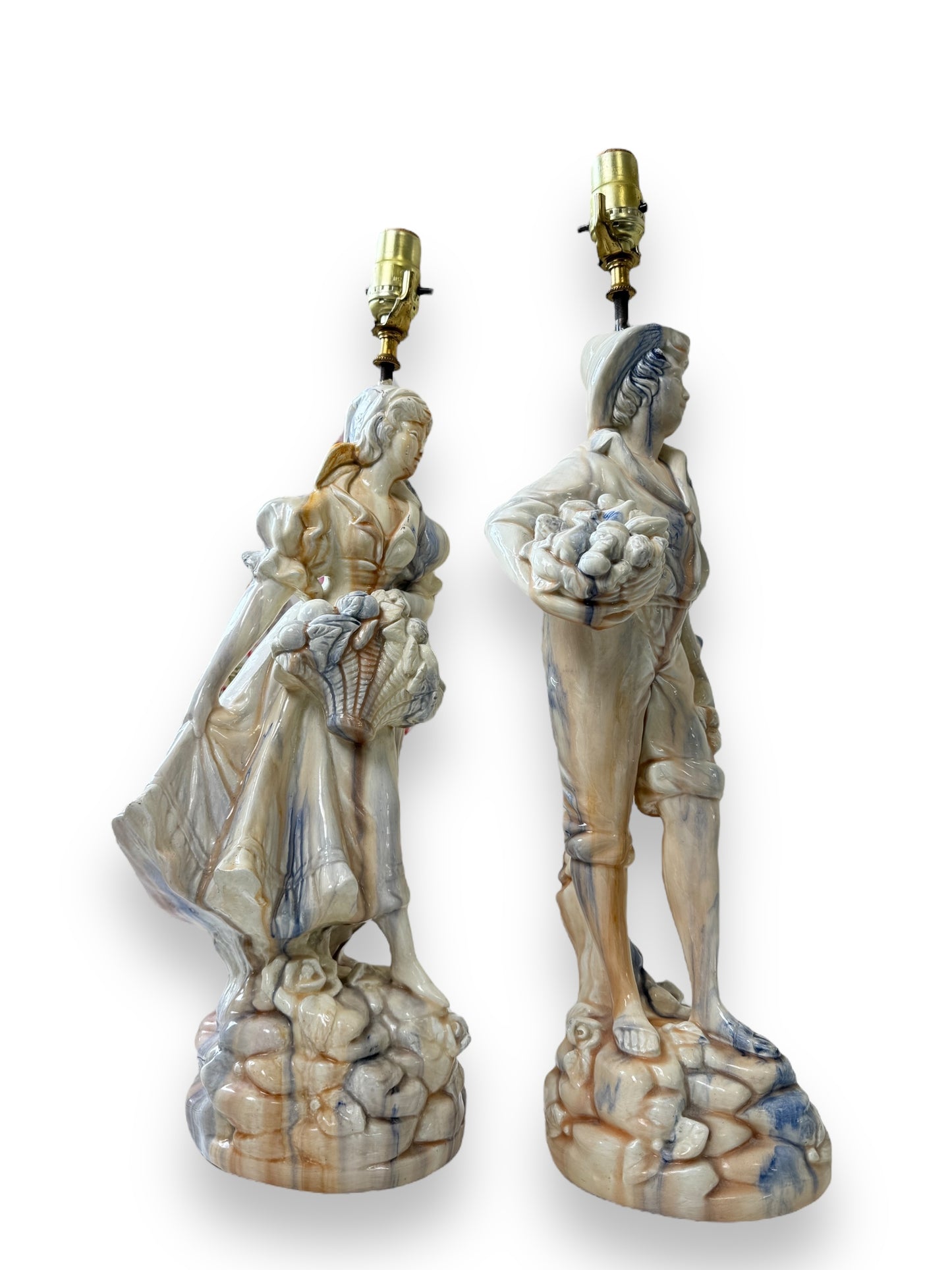 Pair of Large Mid-20th Century Ceramic Figural Table Lamps