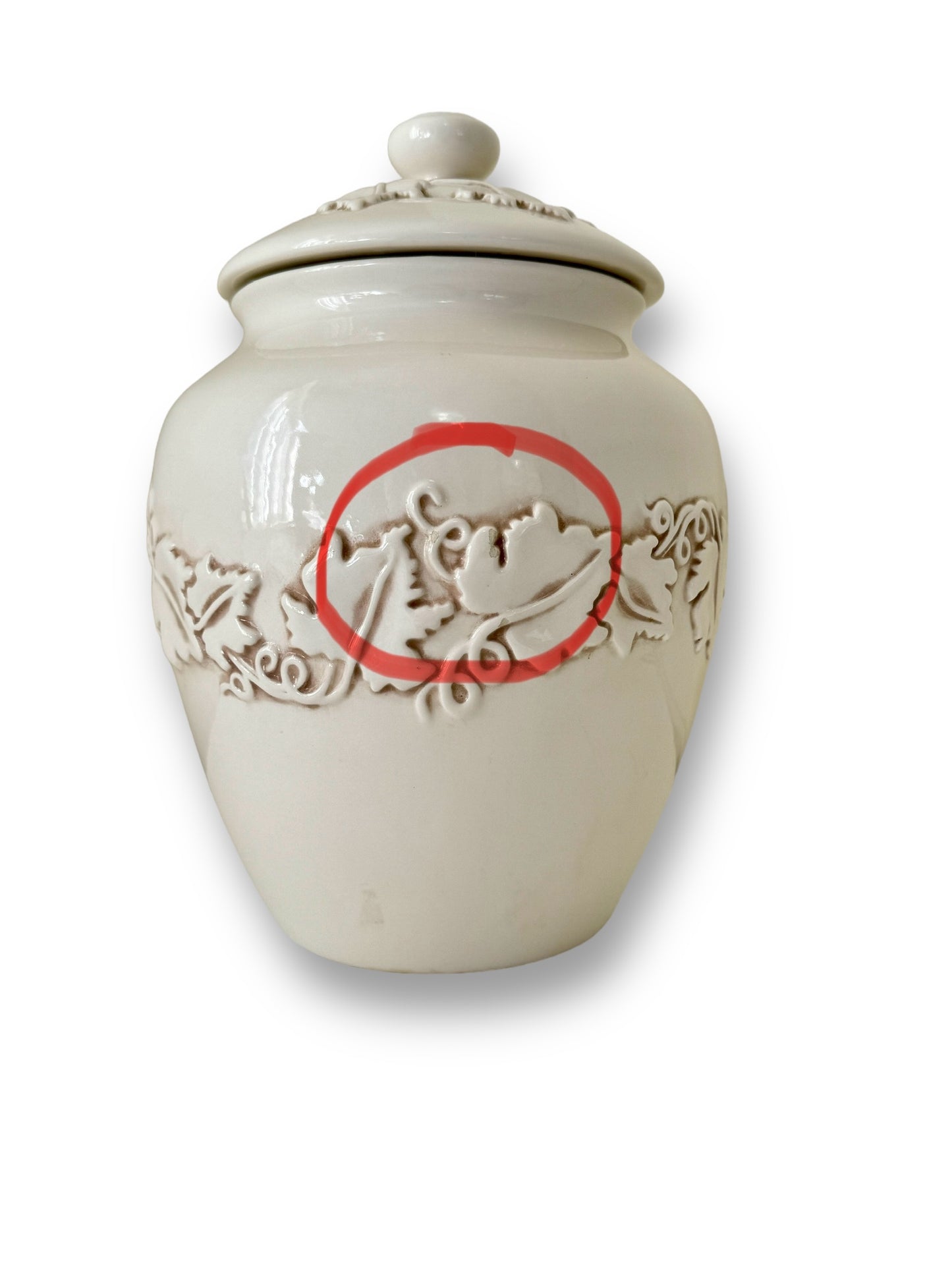 2002 Seattle Inspirado Stonelite Cookie Jar, White Embossed Grapes