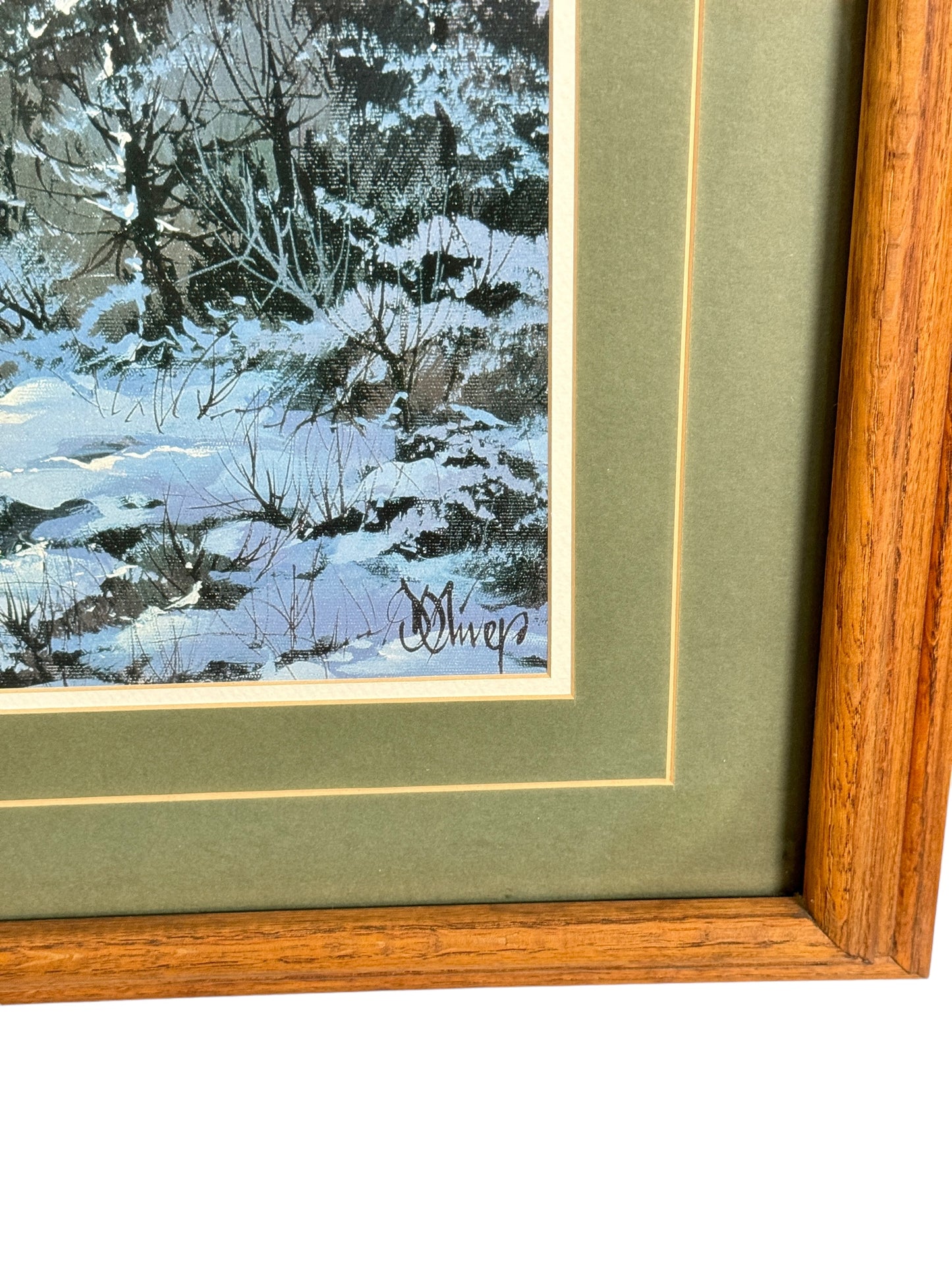 Winter Mountain Majesty 3D Oil Painting Glass Enclosed Wood Frame