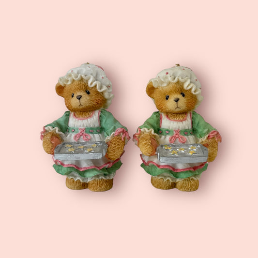 1995 Pair of Girl Holding Tray of Cookies Hanging Ornament