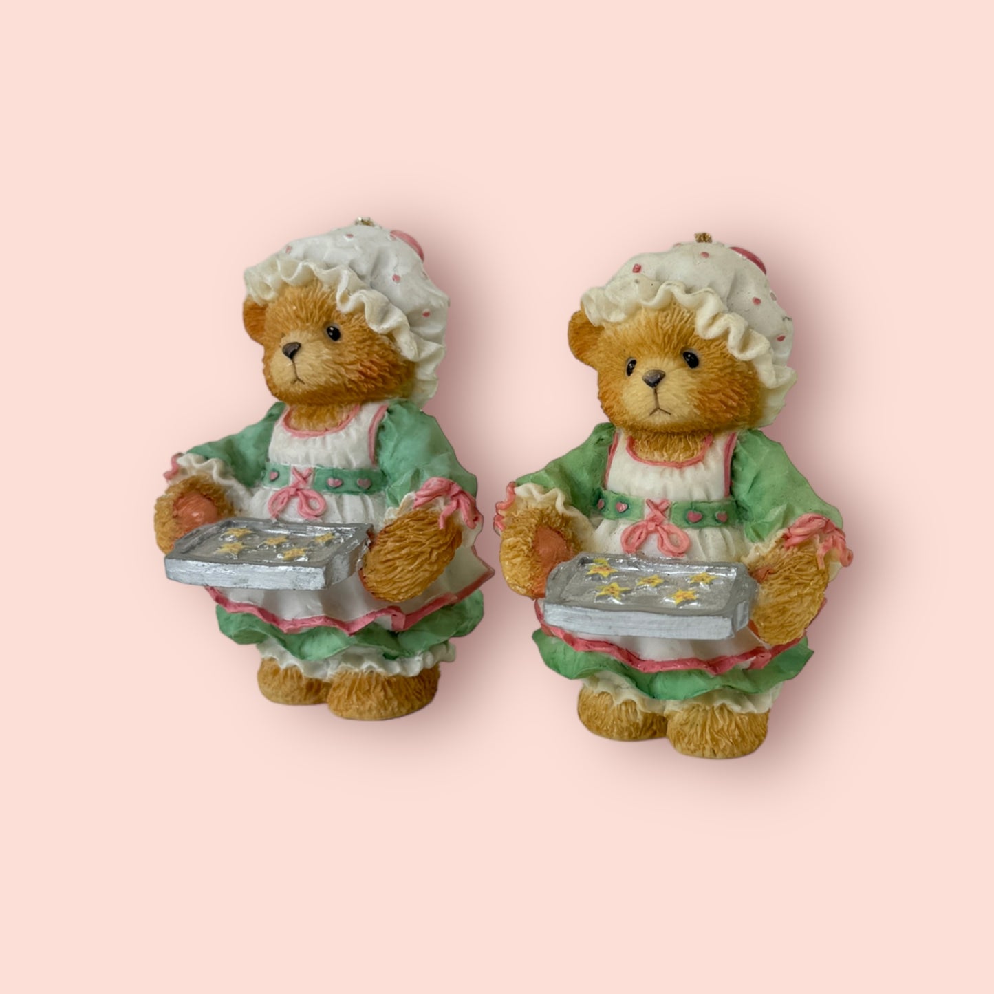 1995 Pair of Girl Holding Tray of Cookies Hanging Ornament