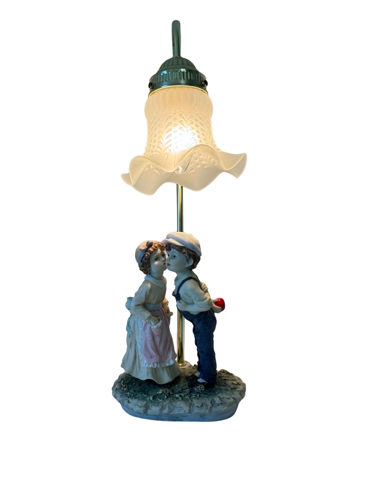 1997 Vintage Crosa Figurine Sculptures Boy And Girl Table Lamp 16"