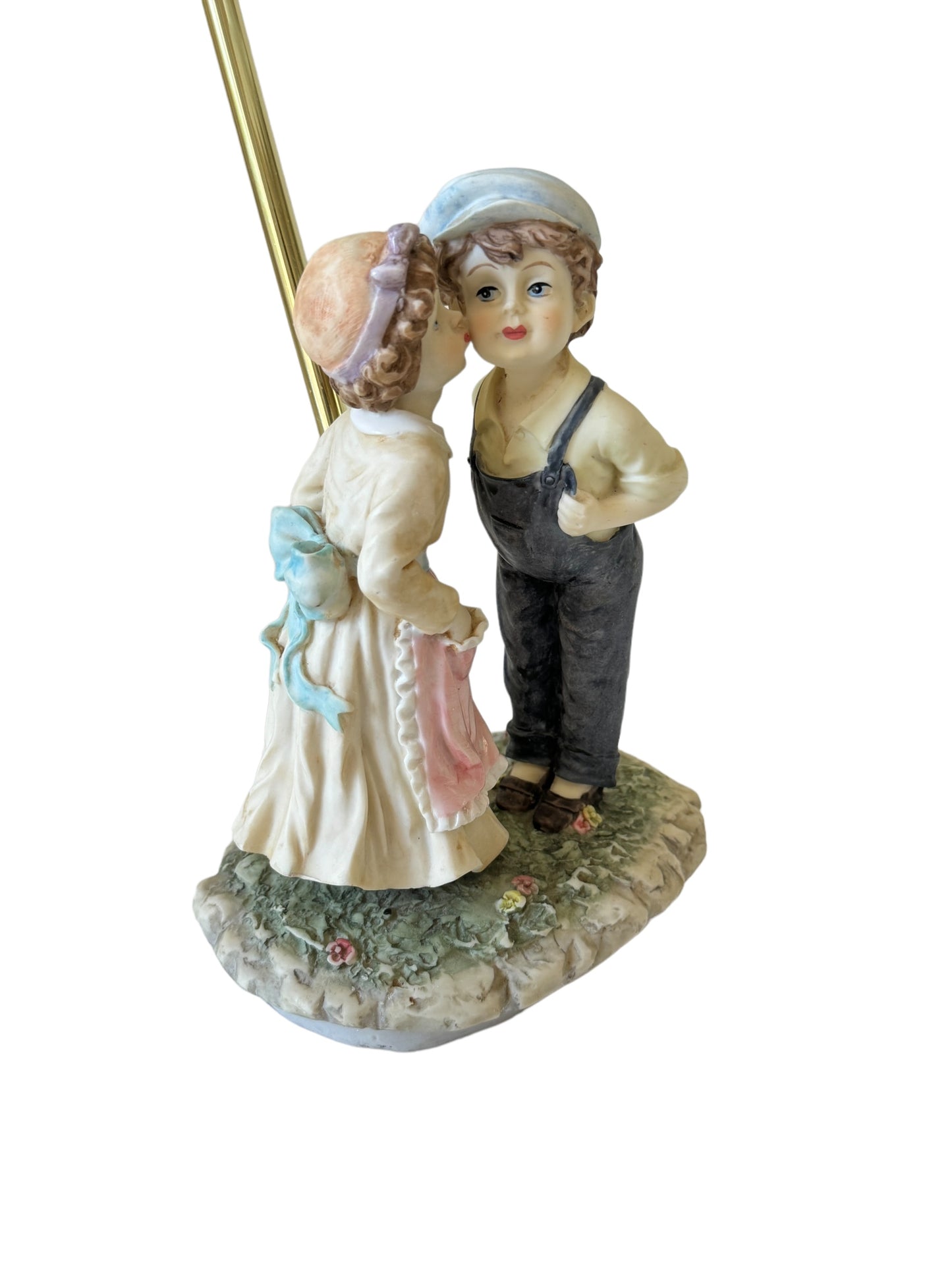 1997 Vintage Crosa Figurine Sculptures Boy And Girl Table Lamp 16"