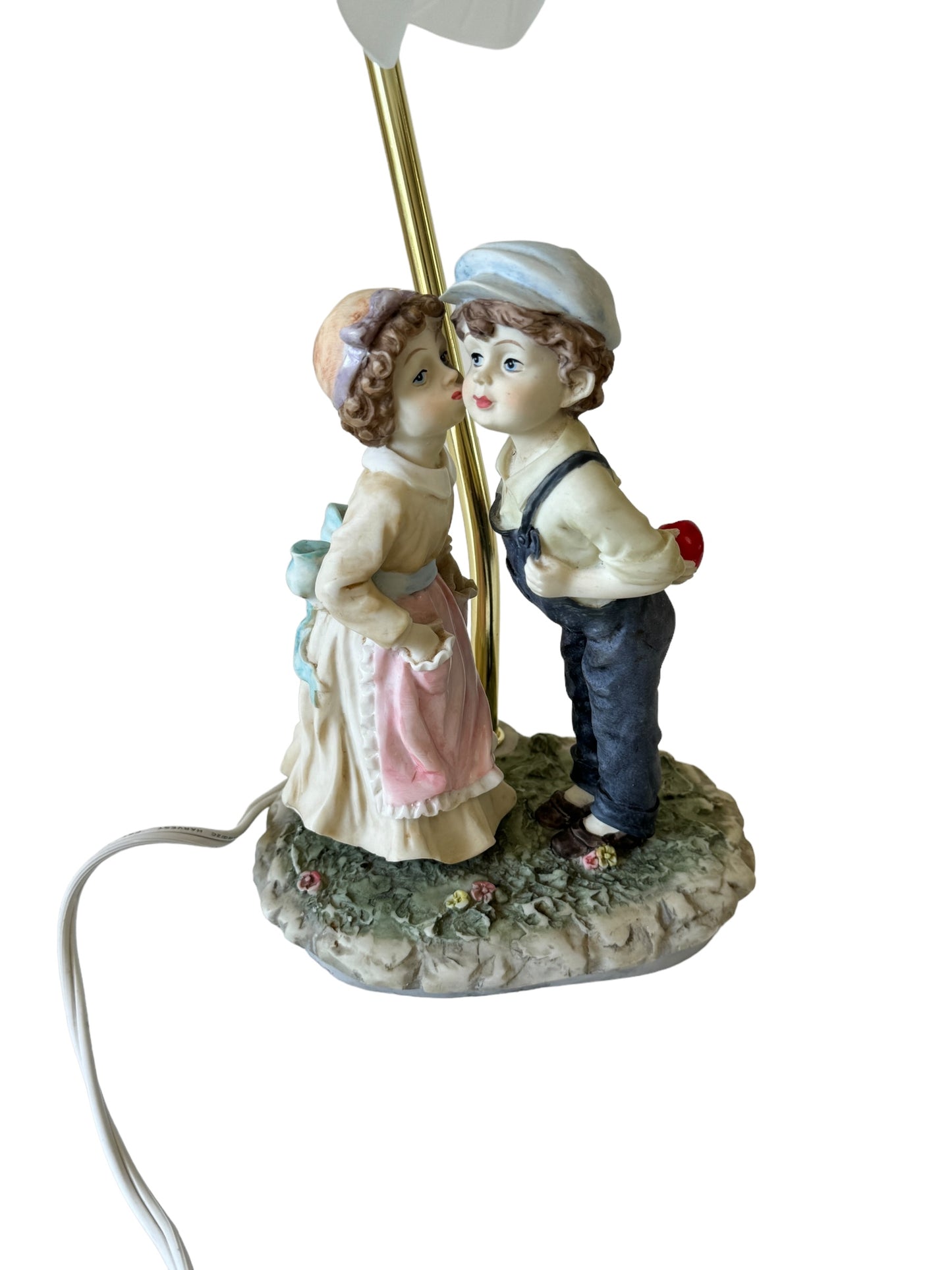 1997 Vintage Crosa Figurine Sculptures Boy And Girl Table Lamp 16"