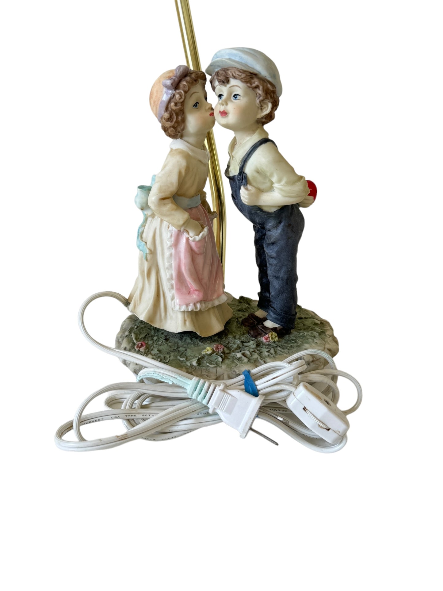 1997 Vintage Crosa Figurine Sculptures Boy And Girl Table Lamp 16"