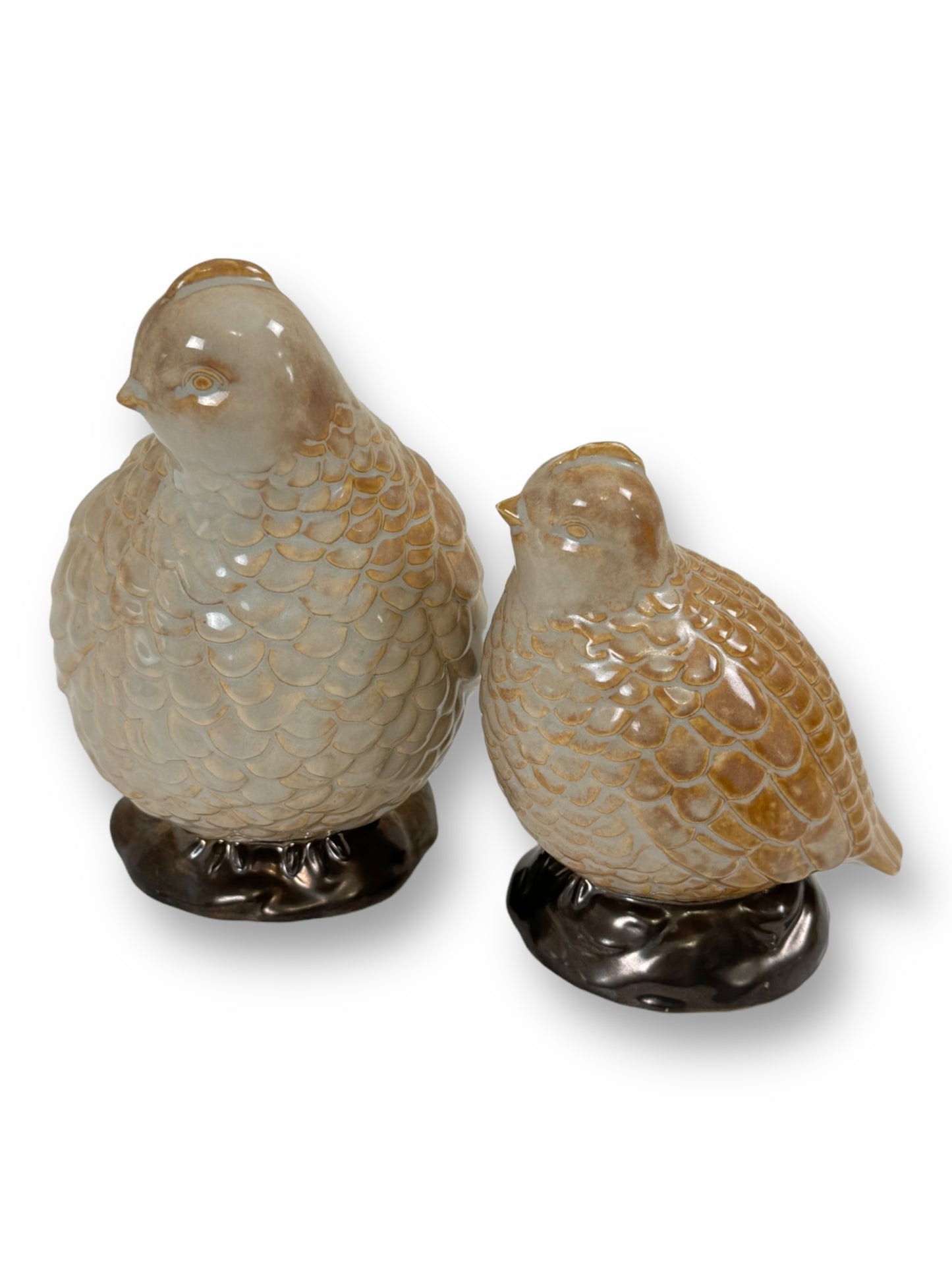 Vintage Pair Of Ceramic Quail Figurines