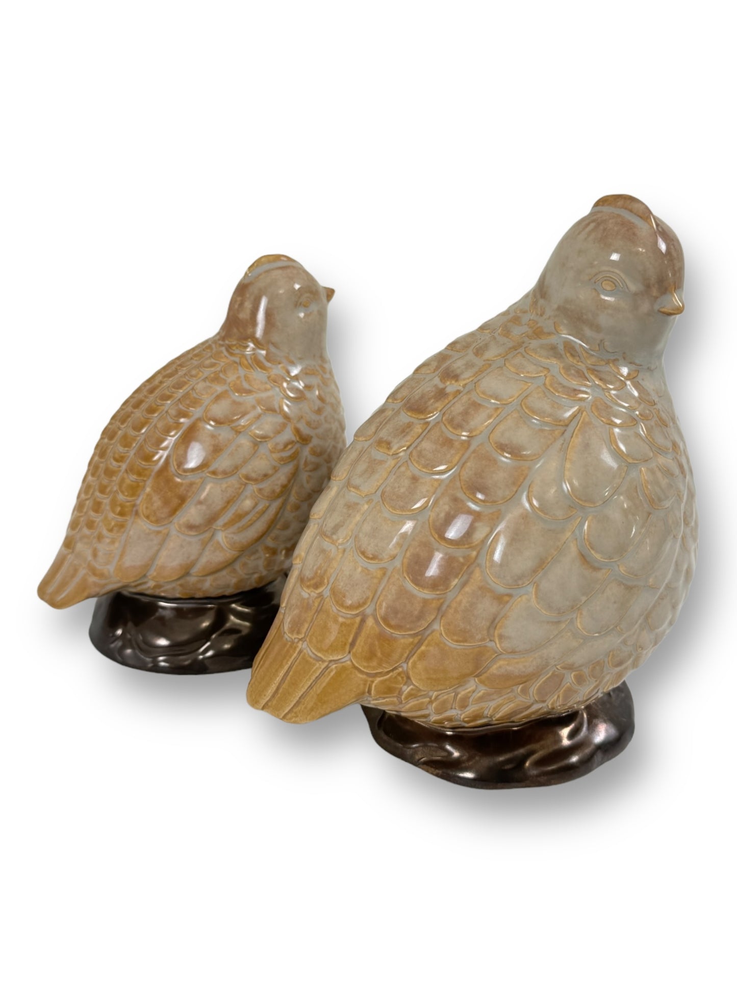 Vintage Pair Of Ceramic Quail Figurines