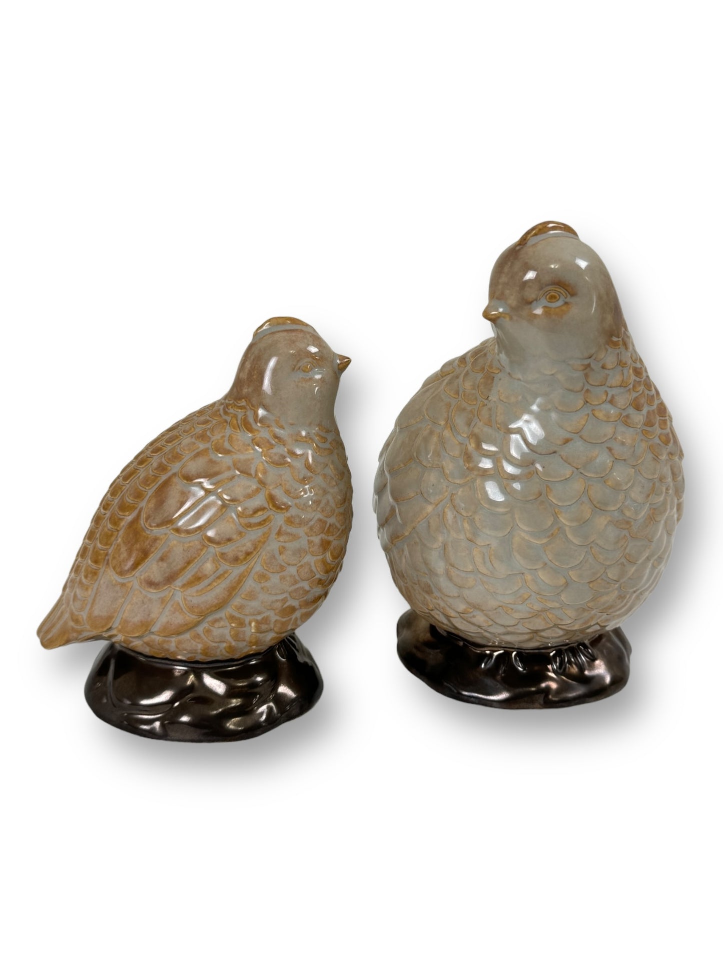 Vintage Pair Of Ceramic Quail Figurines