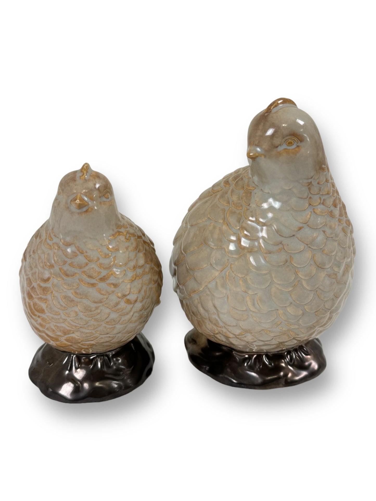 Vintage Pair Of Ceramic Quail Figurines