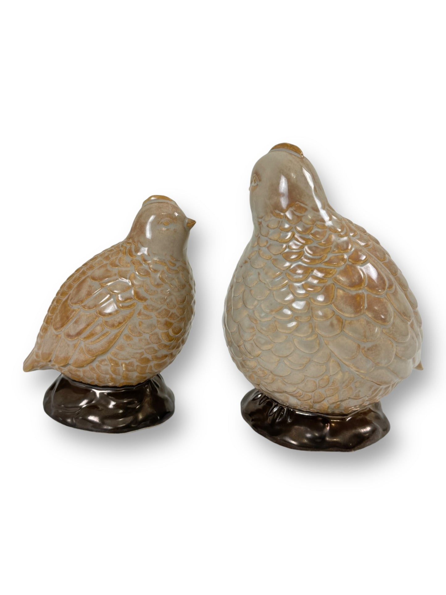 Vintage Pair Of Ceramic Quail Figurines