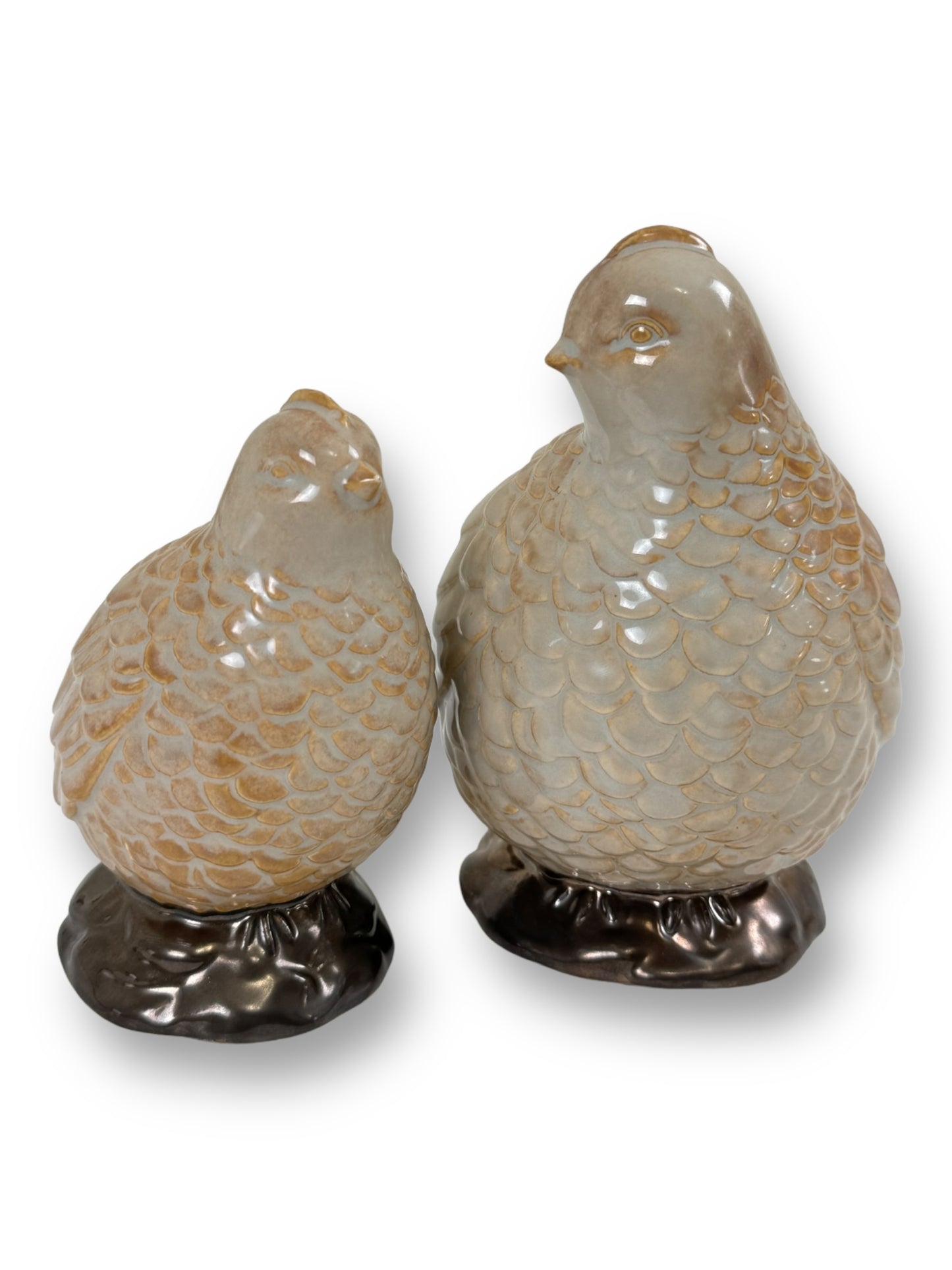 Vintage Pair Of Ceramic Quail Figurines