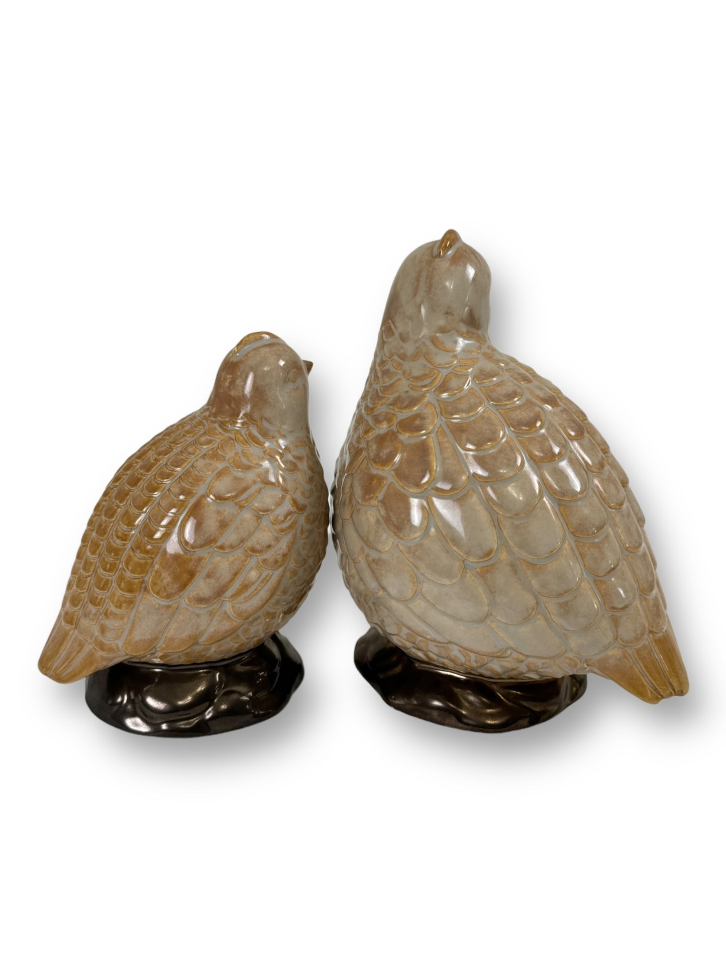 Vintage Pair Of Ceramic Quail Figurines