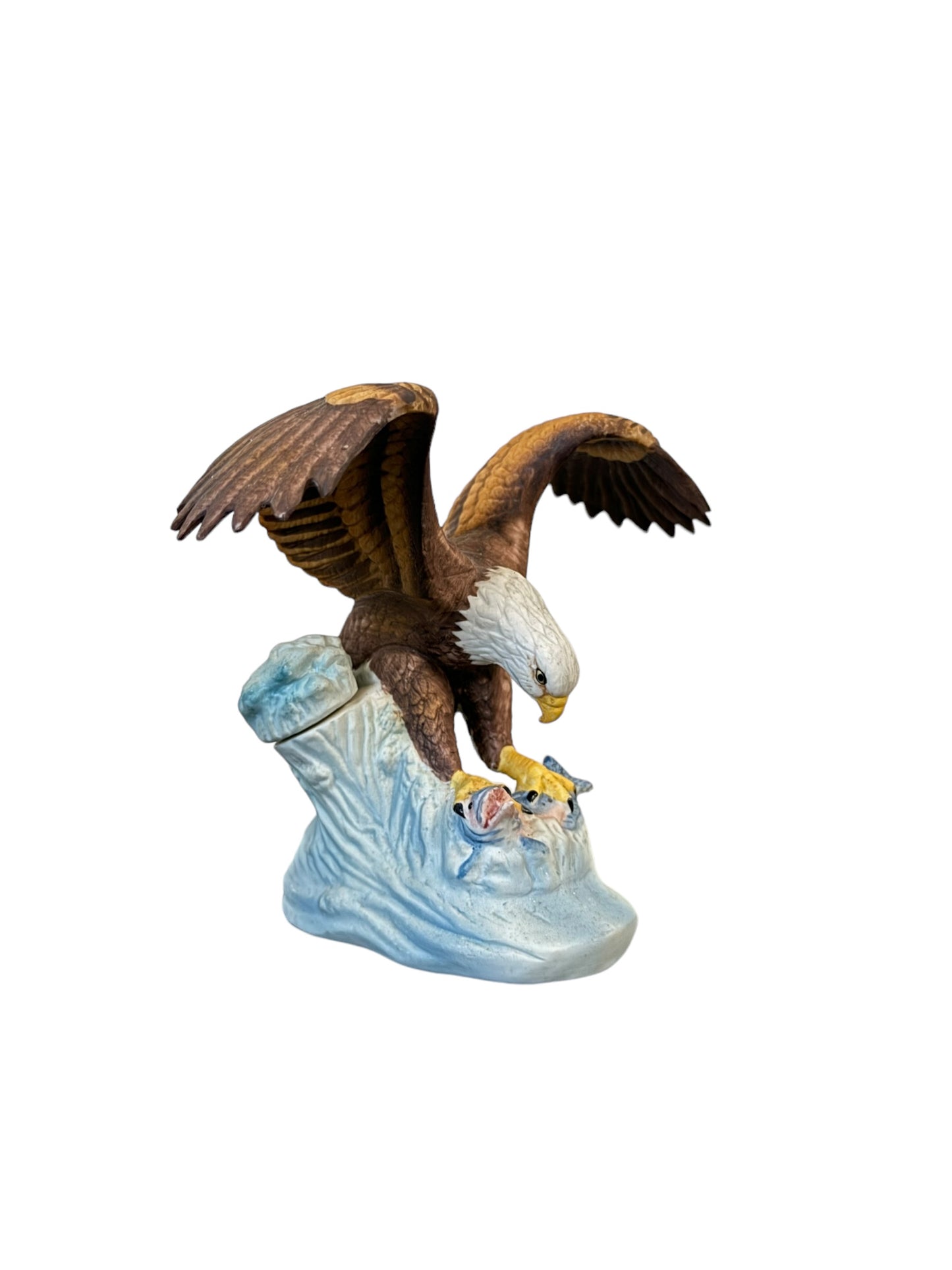 1980 Vintage Eagle Hunting Fish Porcelain Ski Country Figurines