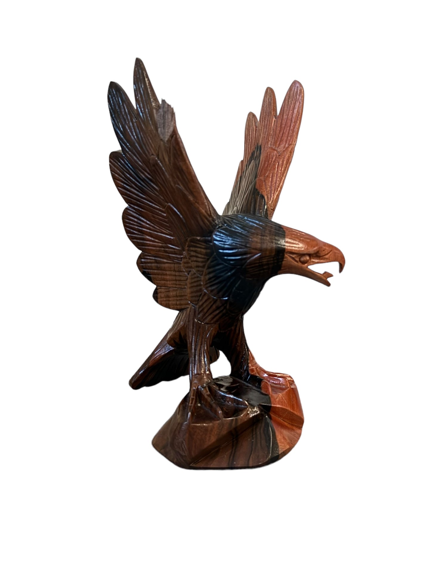 Vintage Hand Carved Wooden Eagle Figurine Sculptures Size 9" Tall