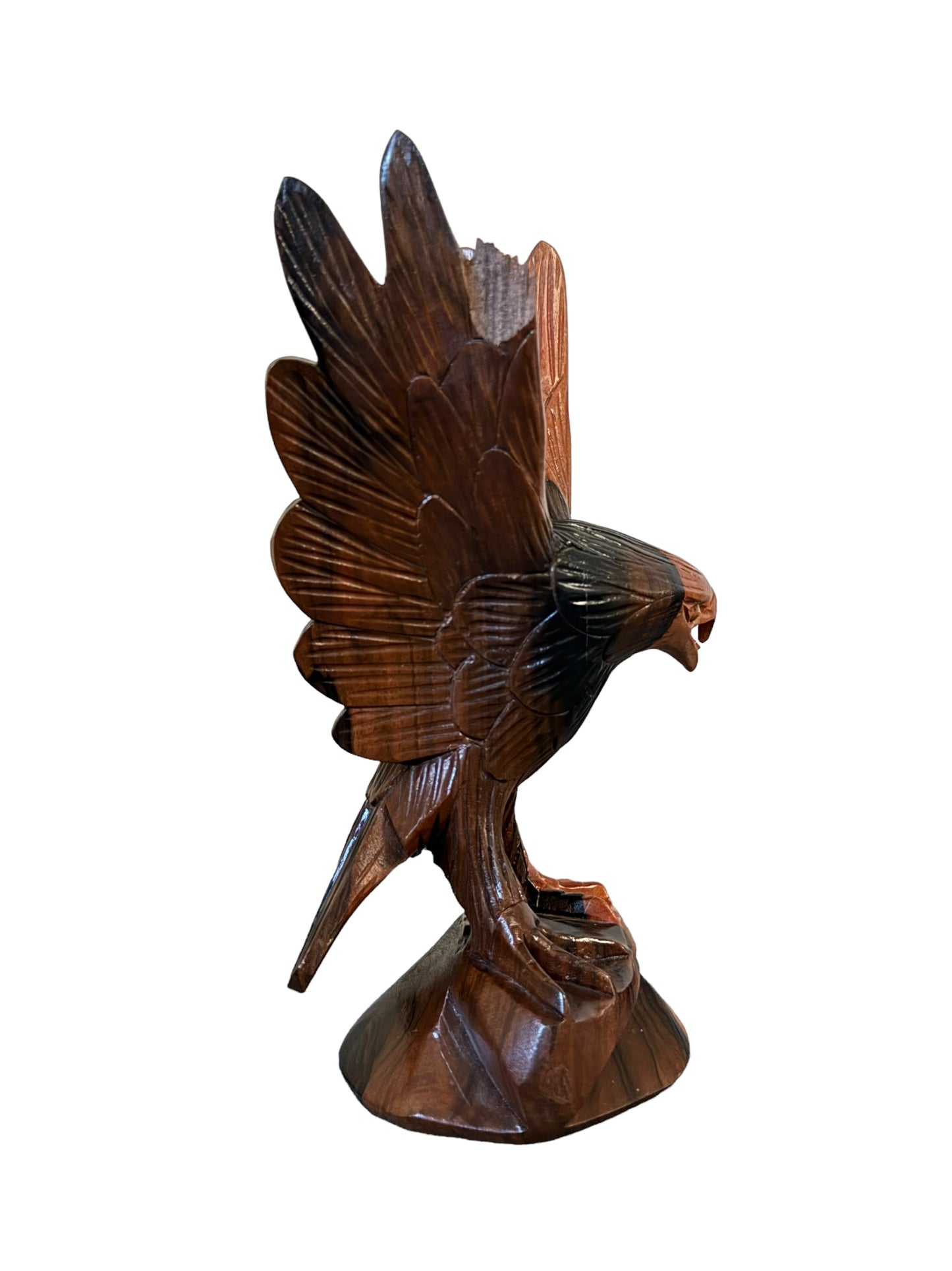 Vintage Hand Carved Wooden Eagle Figurine Sculptures Size 9" Tall