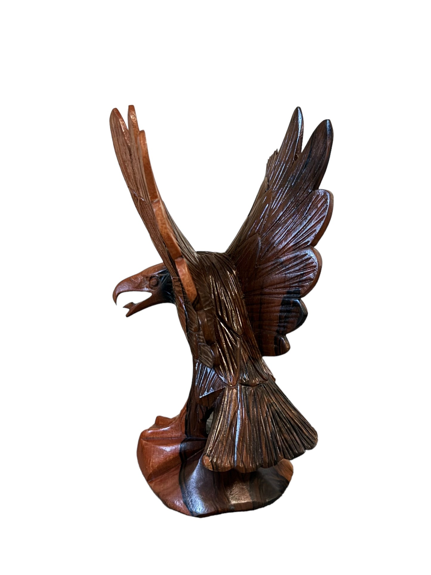 Vintage Hand Carved Wooden Eagle Figurine Sculptures Size 9" Tall