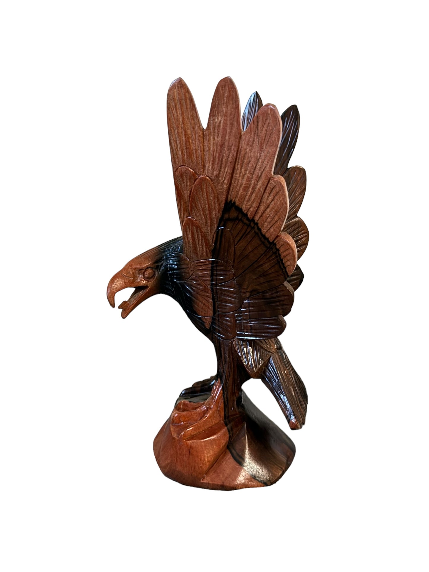 Vintage Hand Carved Wooden Eagle Figurine Sculptures Size 9" Tall