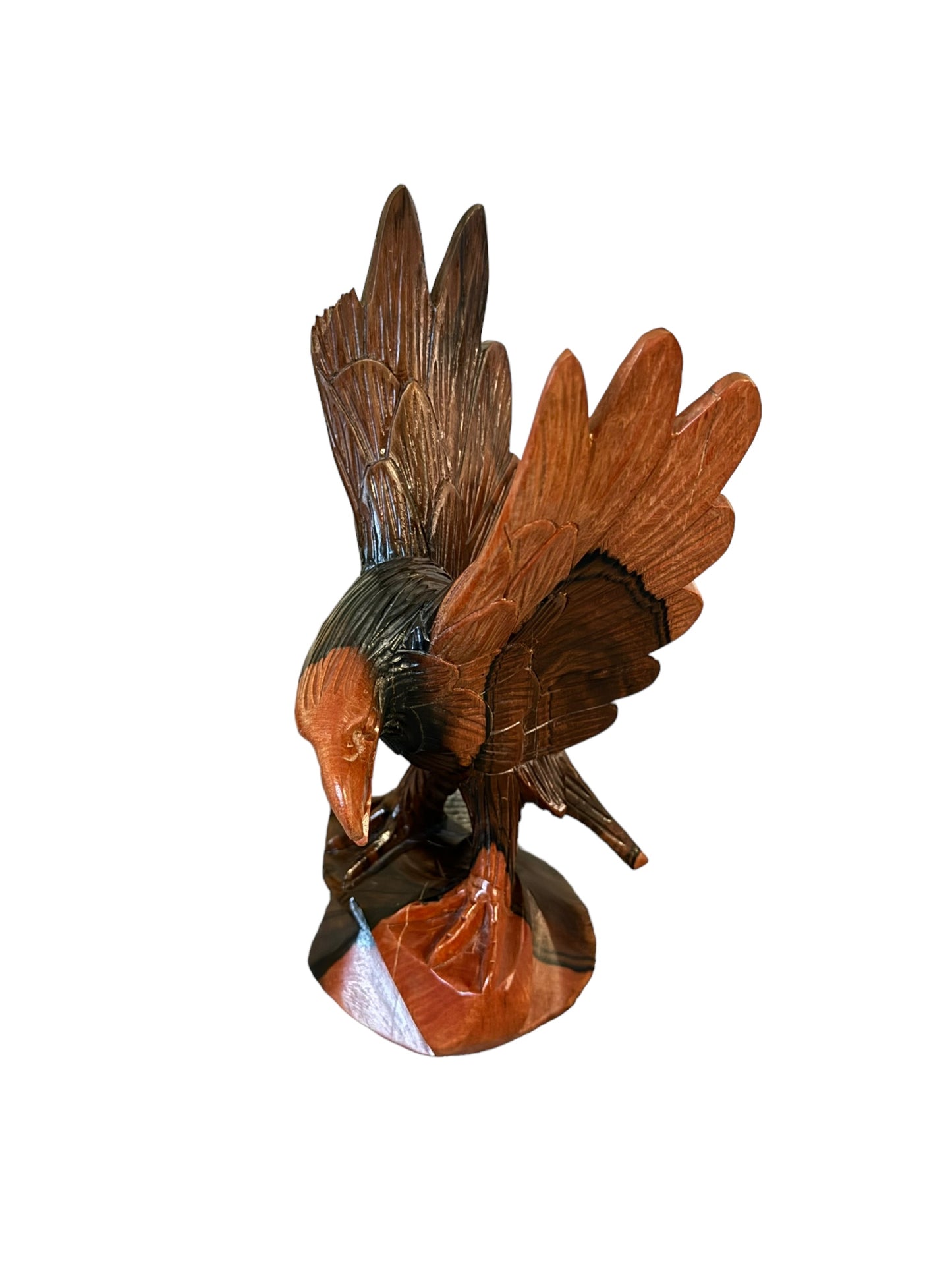 Vintage Hand Carved Wooden Eagle Figurine Sculptures Size 9" Tall