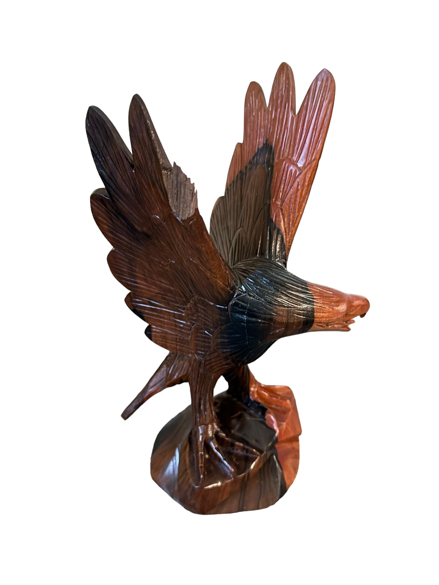 Vintage Hand Carved Wooden Eagle Figurine Sculptures Size 9" Tall