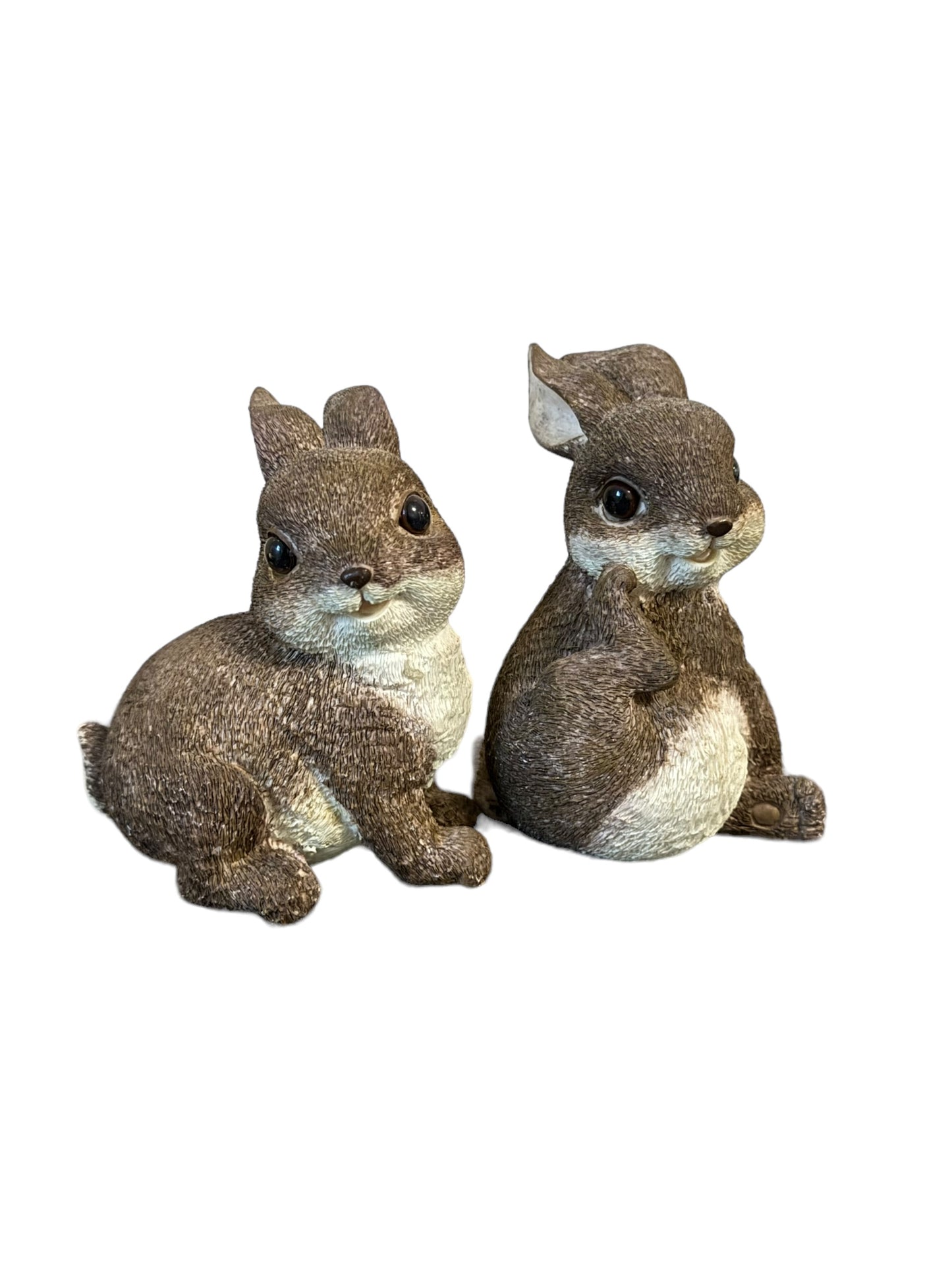 Naturecraft Pair Of Bunny Rabbit Resin Brown Tan White Cream Decor