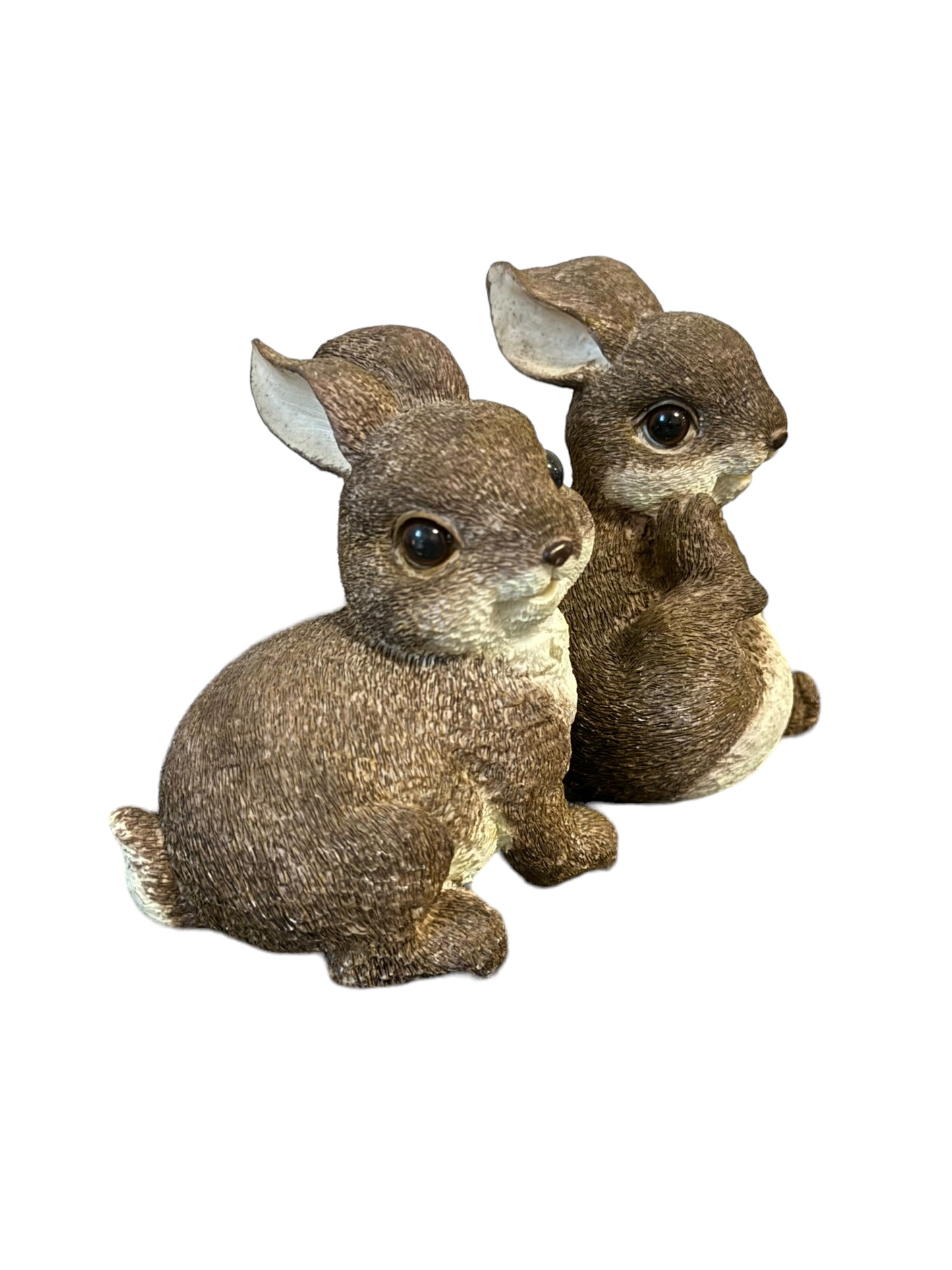 Naturecraft Pair Of Bunny Rabbit Resin Brown Tan White Cream Decor