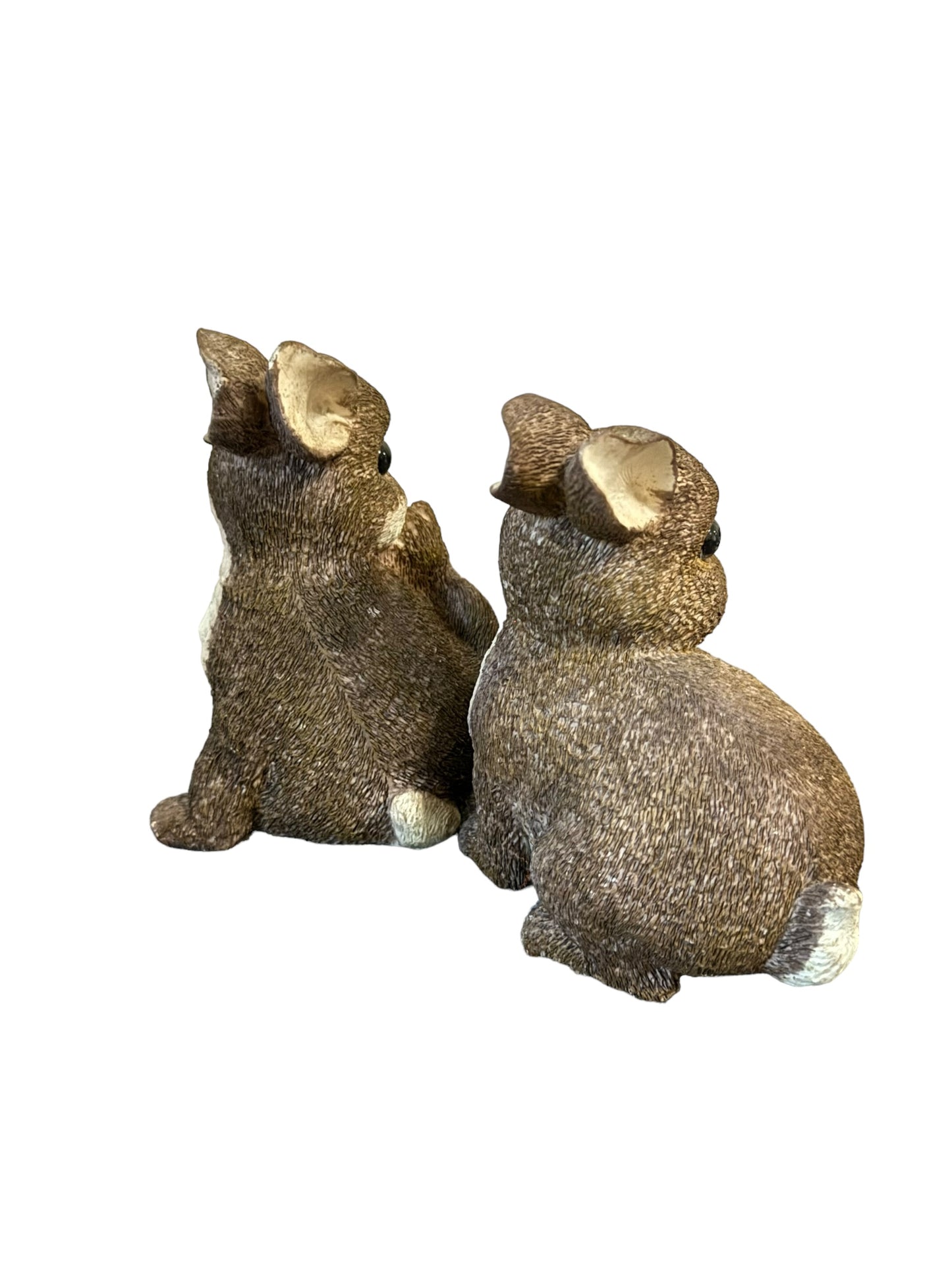 Naturecraft Pair Of Bunny Rabbit Resin Brown Tan White Cream Decor