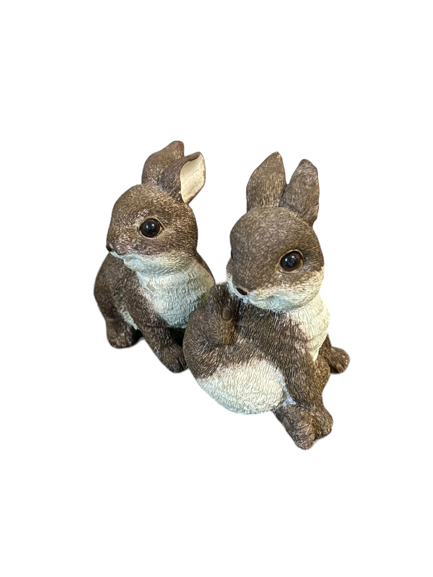 Naturecraft Pair Of Bunny Rabbit Resin Brown Tan White Cream Decor