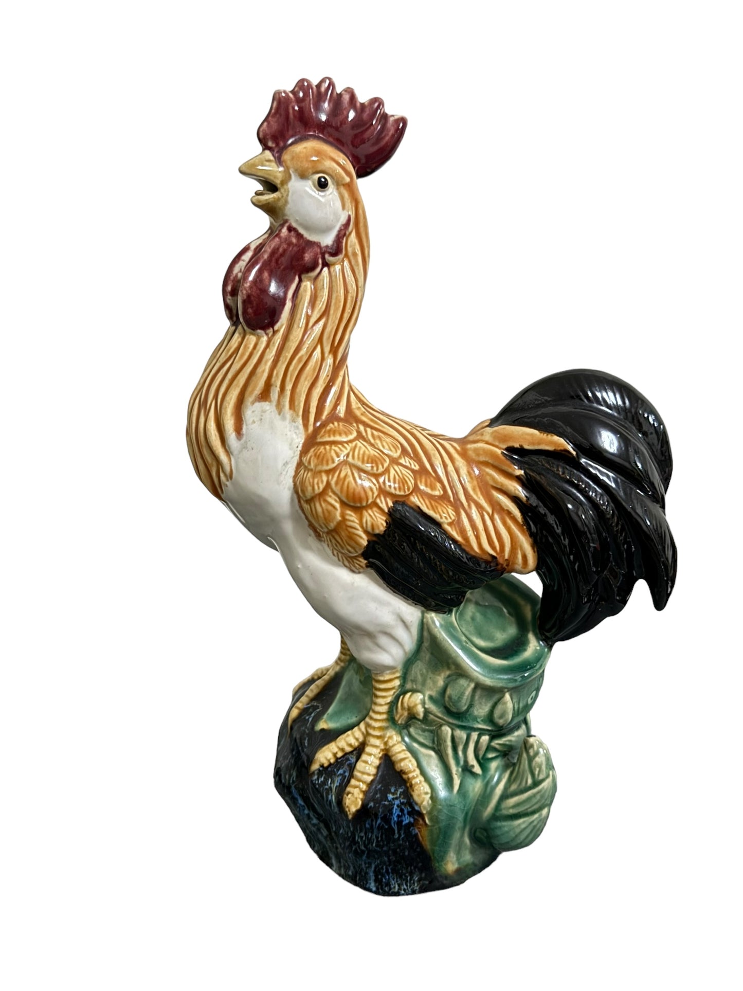 Vintage Ceramic Rooster Country Farmhouse Statue Figurines Size 13" Tall