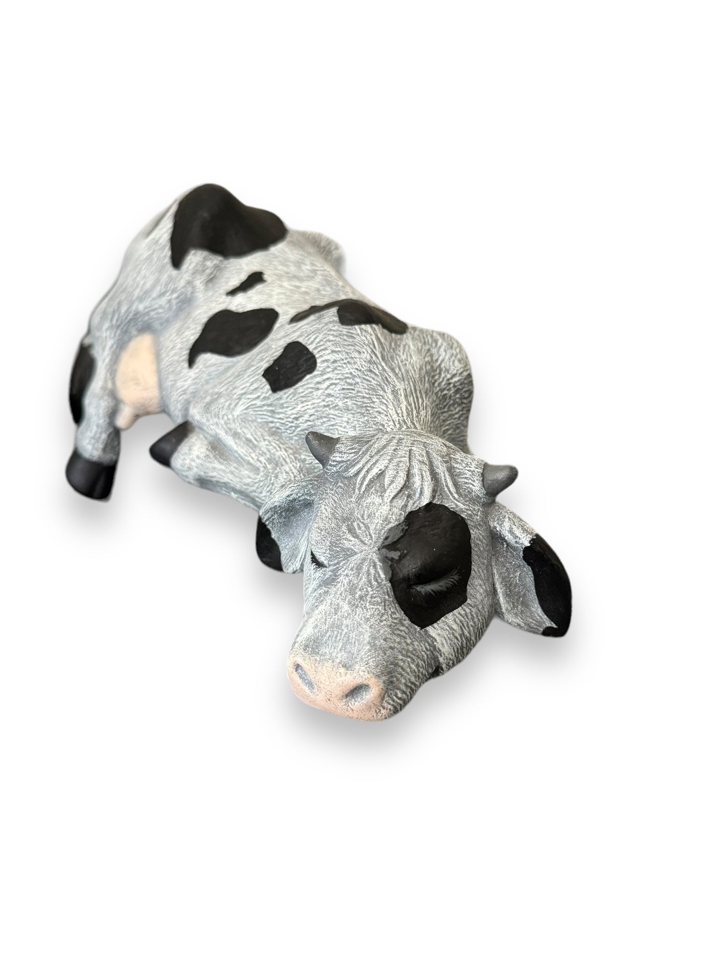 1993 Vintage Ceramic Sleeping Cow Figurine Sculptures Size 8" Length