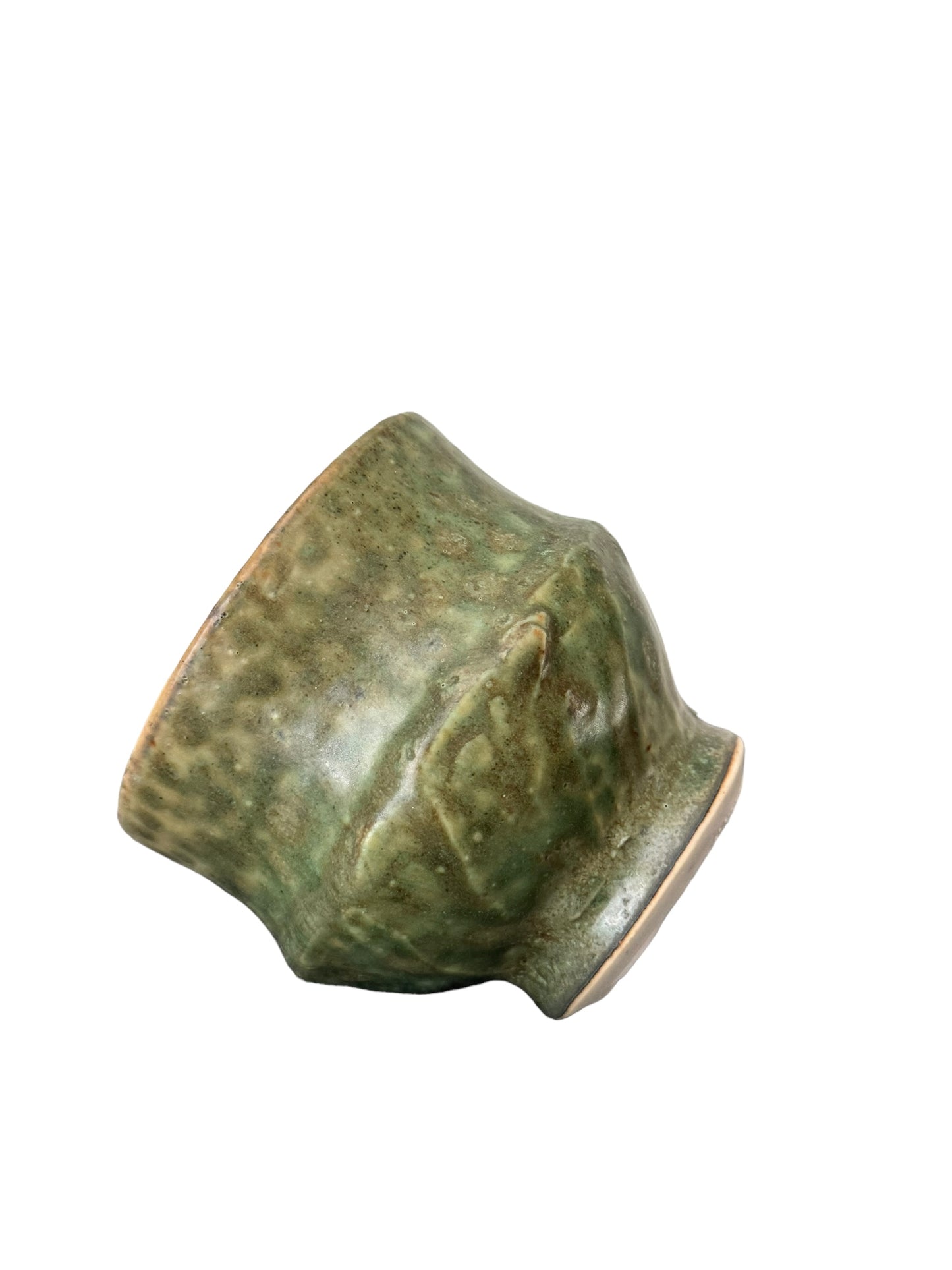 Vintage Handmade Japanese Pottery Glazes Green Tea Cup