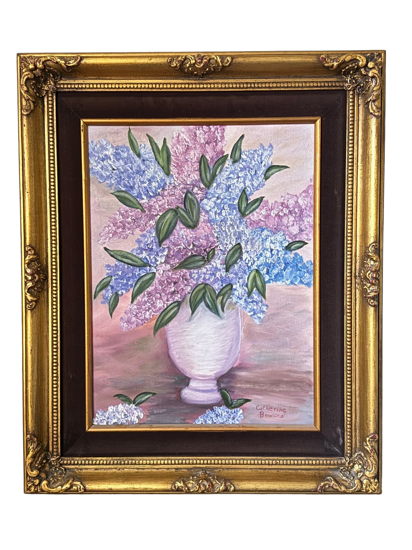 Original Oil Painting On Canvas Hydrangea Bouquet With Artist Signed 12X16"