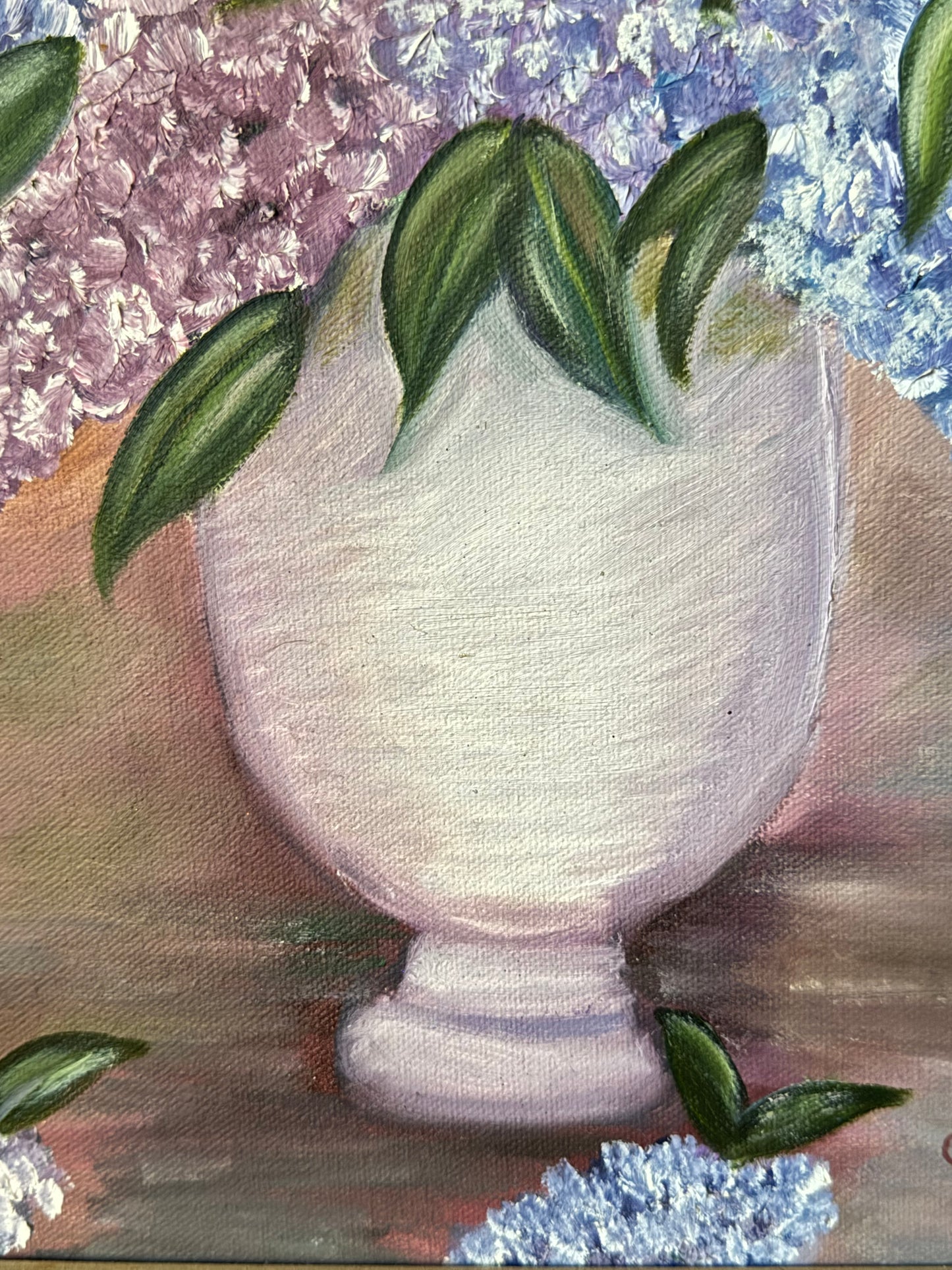 Original Oil Painting On Canvas Hydrangea Bouquet With Artist Signed 12X16"