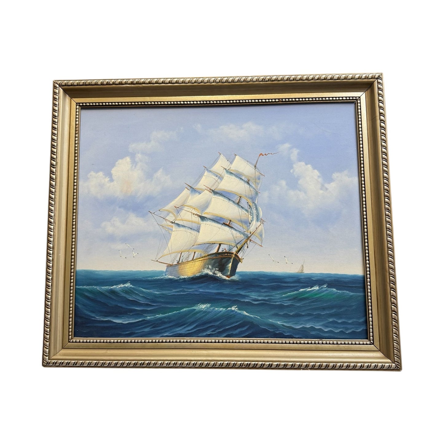 2006 Classic Sailing Ship Artwork on Canvas Oil Painting Framed Size 28" x 24"